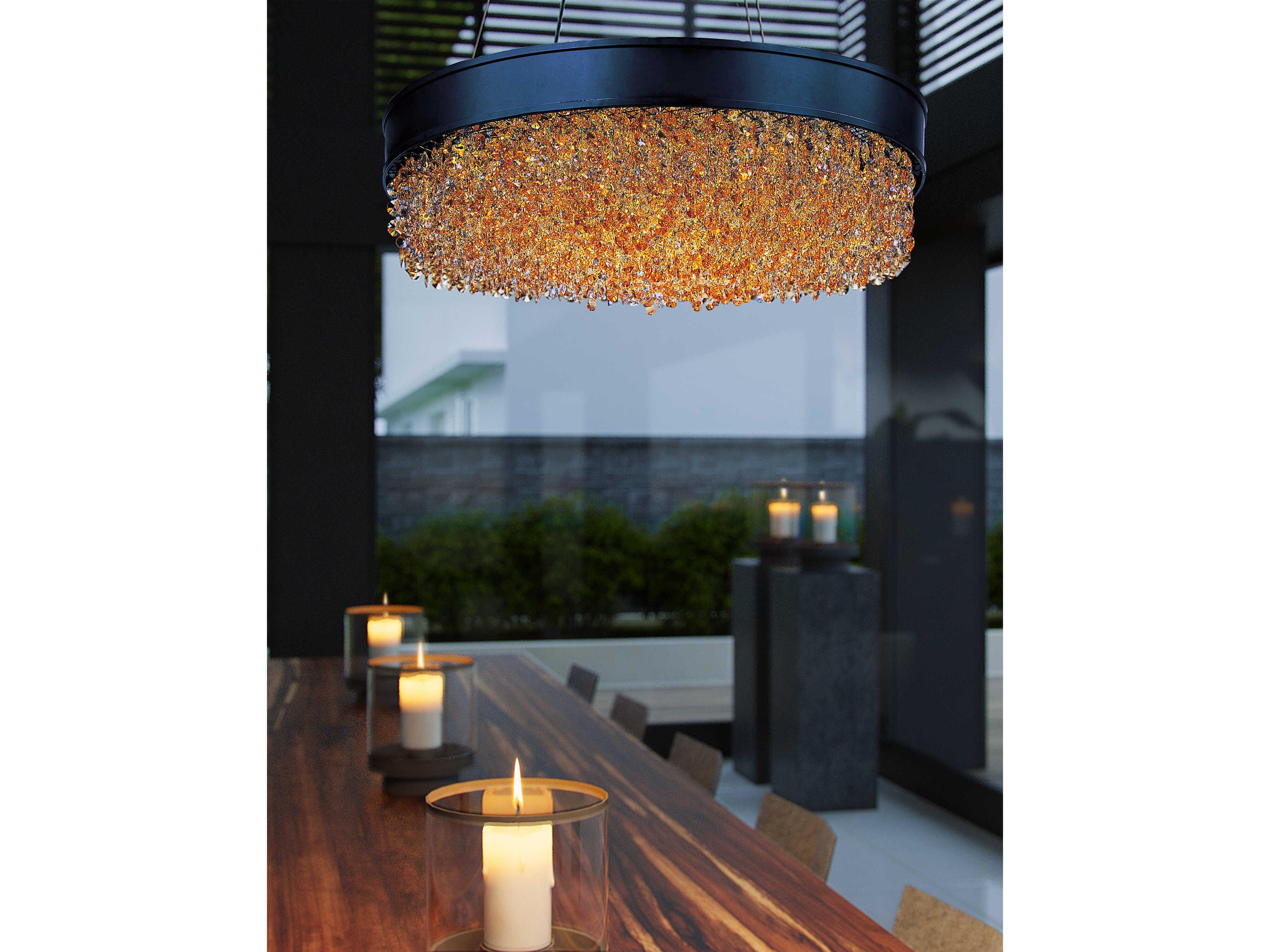Maxim Lighting Mystic 1-Light Bronze Crystal Drum Pendant