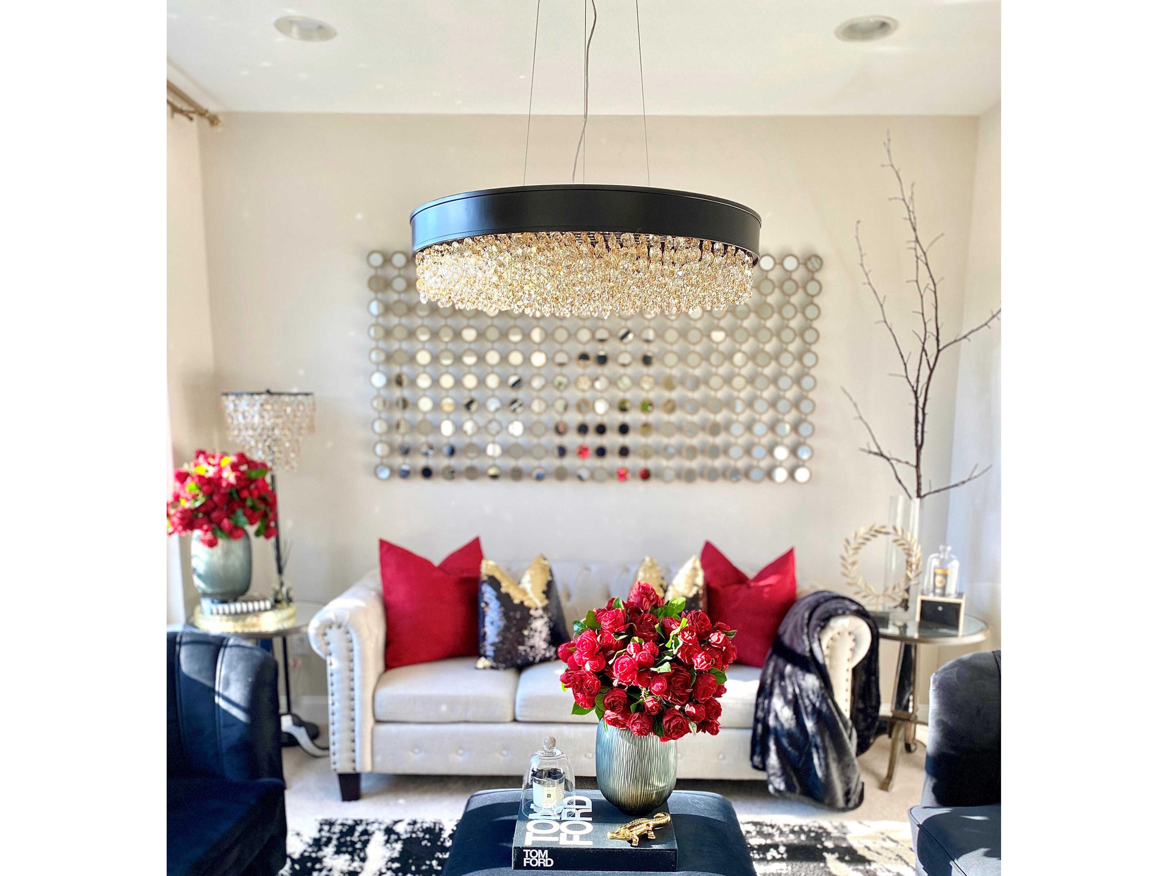 Maxim Lighting Mystic 1-Light Bronze Crystal LED Drum Pendant