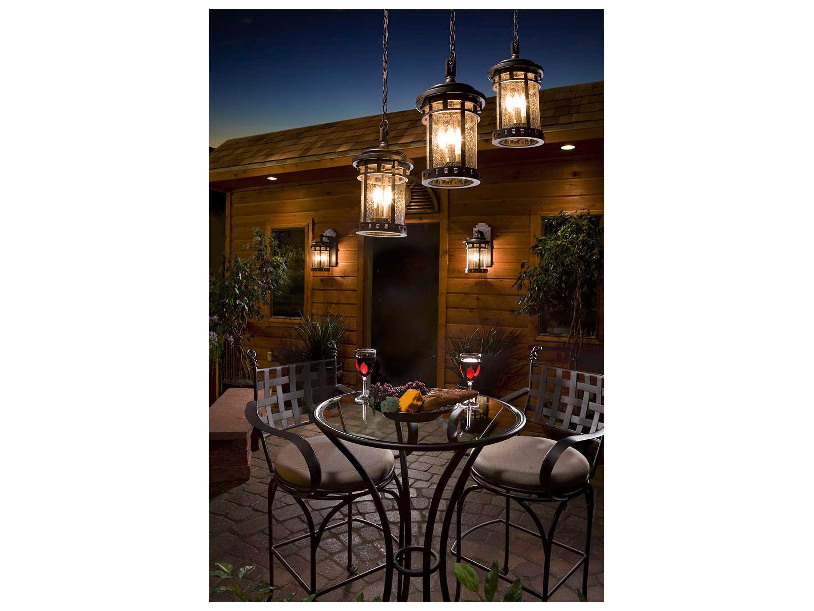 Maxim Lighting Santa Barbara VX & Seedy Glass 3 - Light Incandescent Outdoor Hanging Light