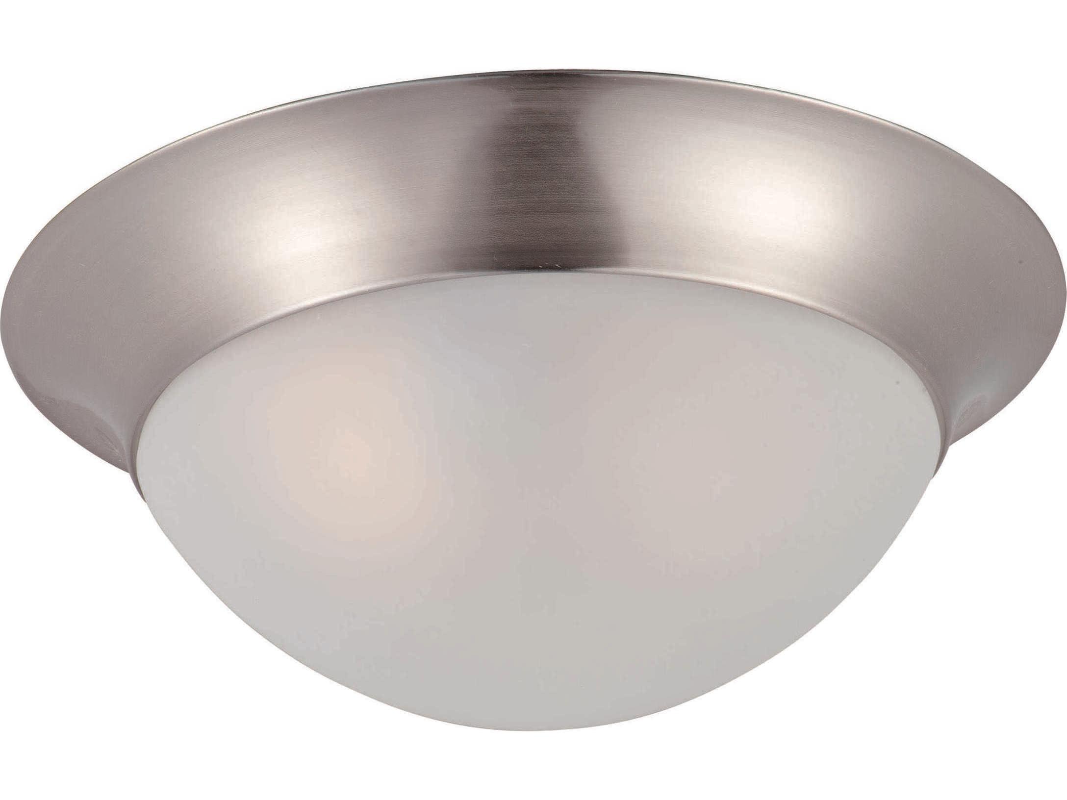 Maxim Lighting Essentials 1-Light Satin Nickel Glass Bowl Flush Mount