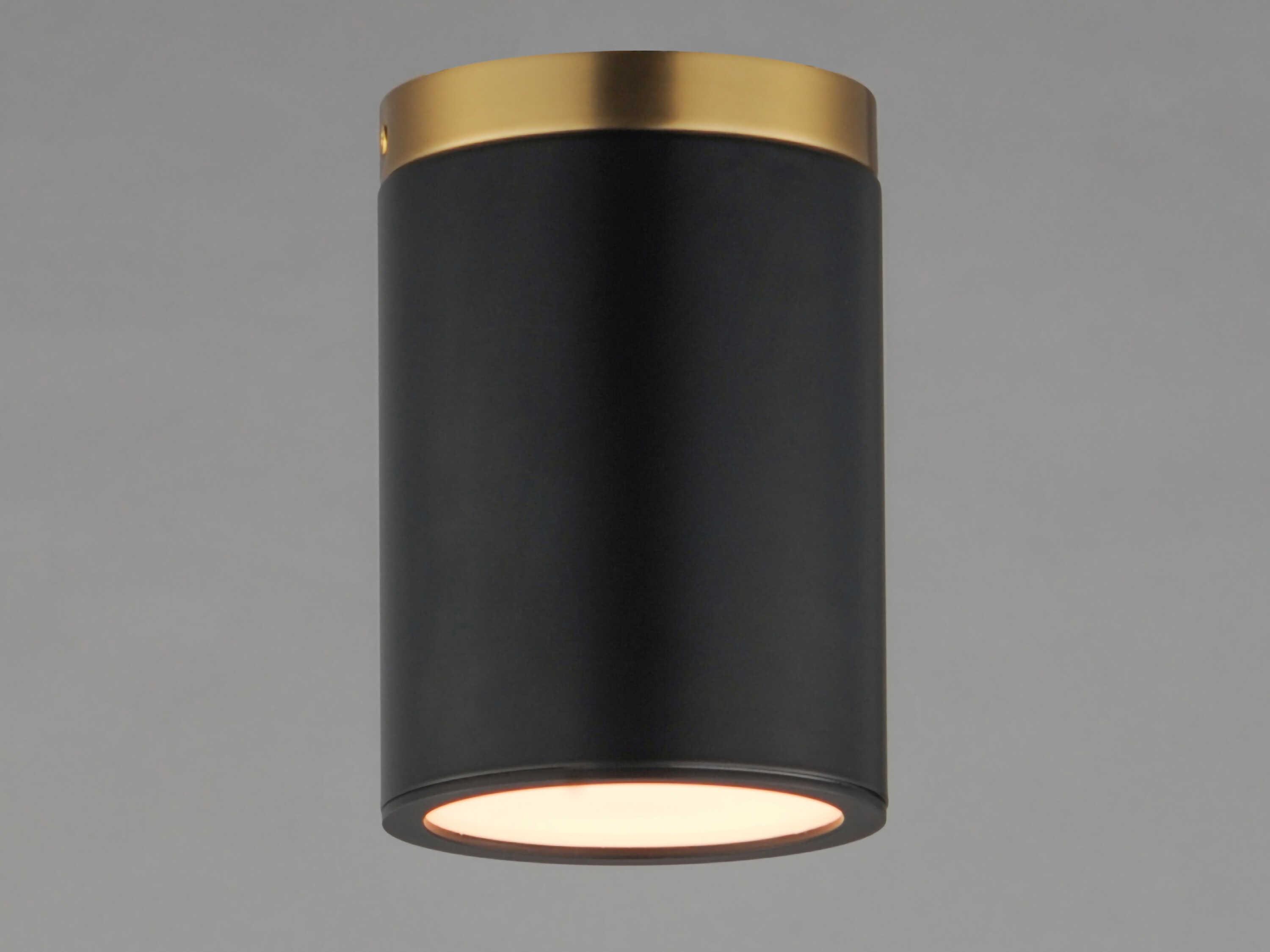 Maxim Lighting Dapper 1-Light Black Antique Brass Cylinder Flush Mount