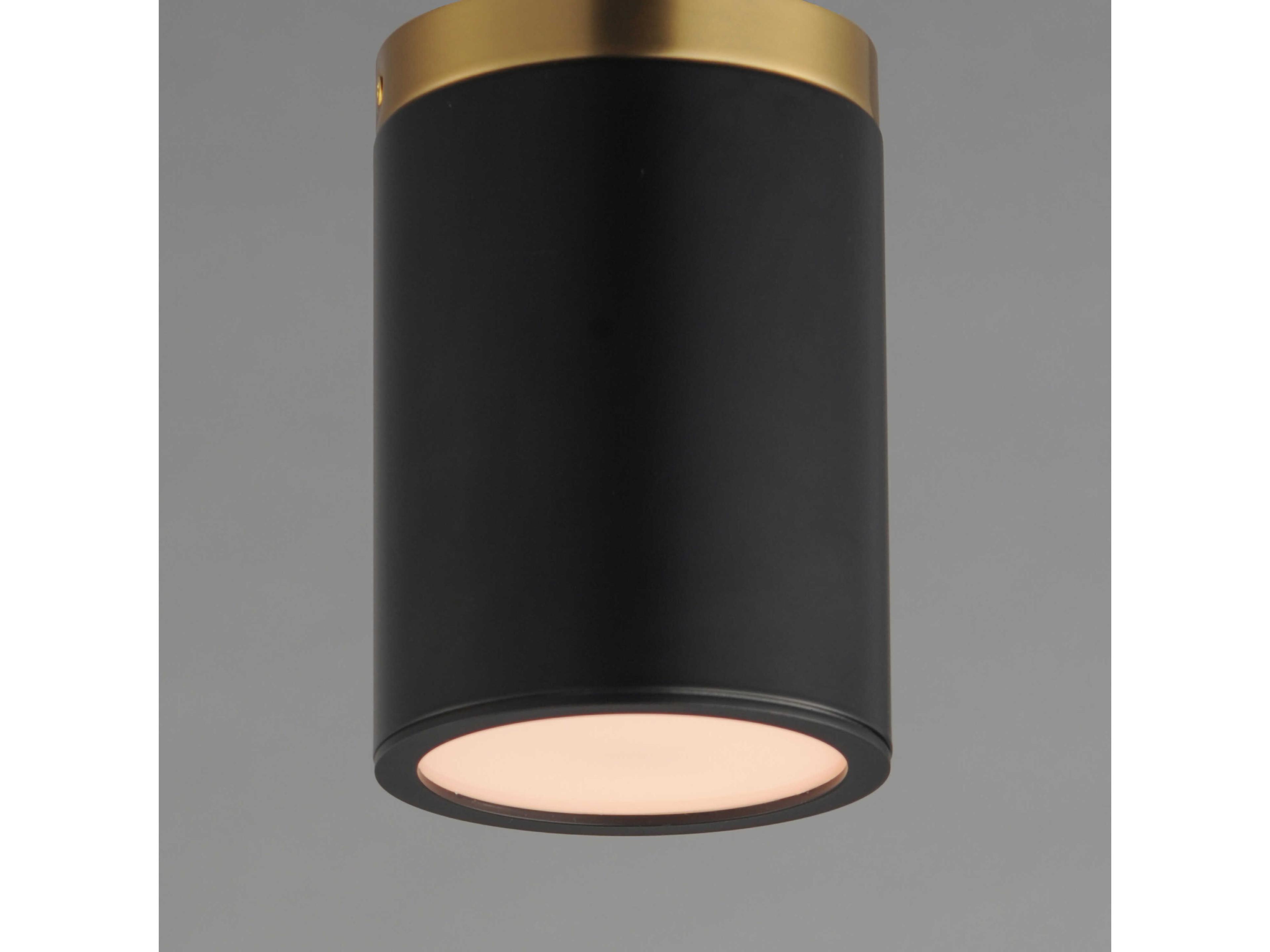 Maxim Lighting Dapper 1-Light Black Antique Brass Cylinder Flush Mount