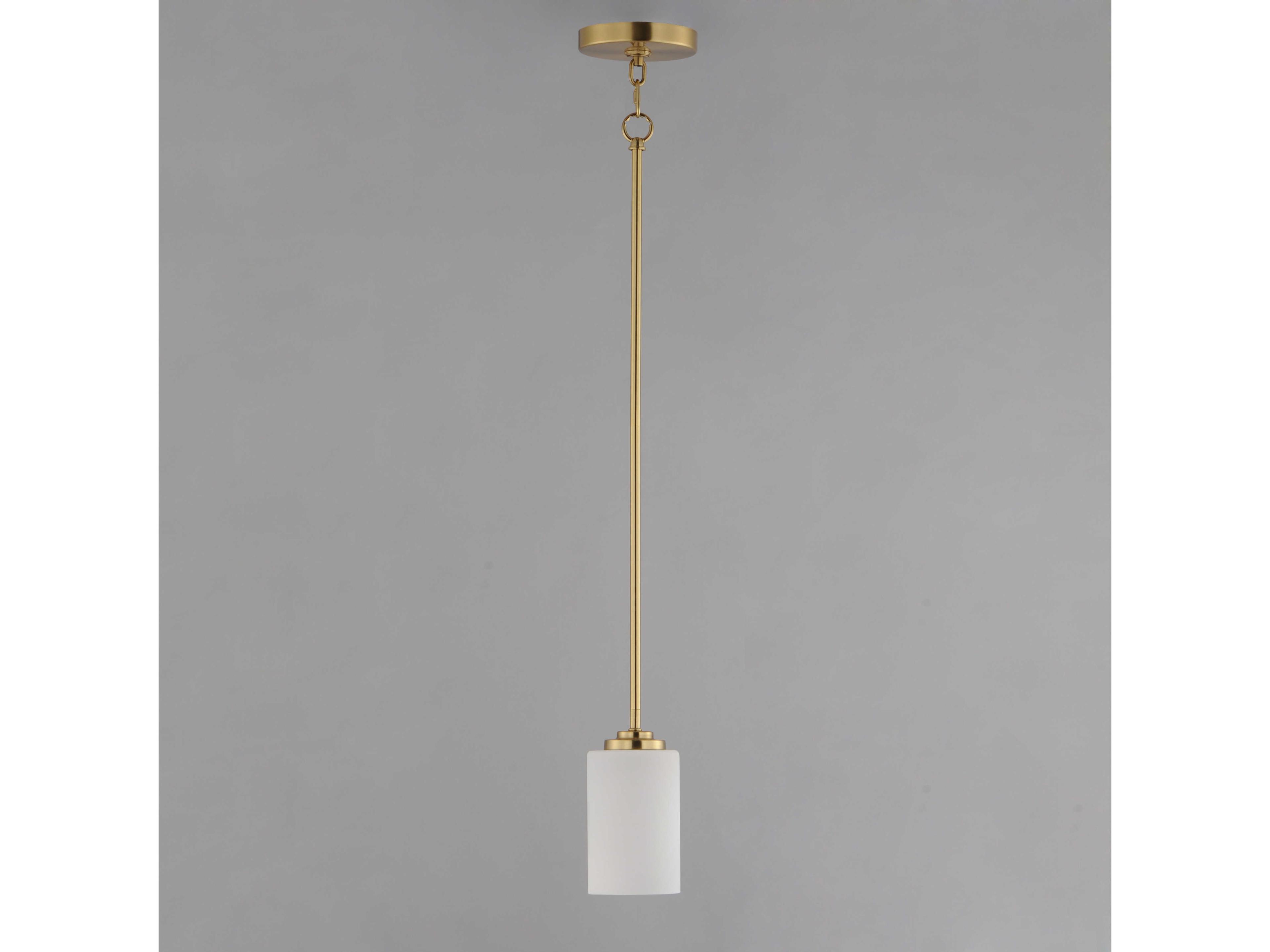 Maxim Lighting Deven 1-Light Satin Brass Glass Cylinder Mini Pendant