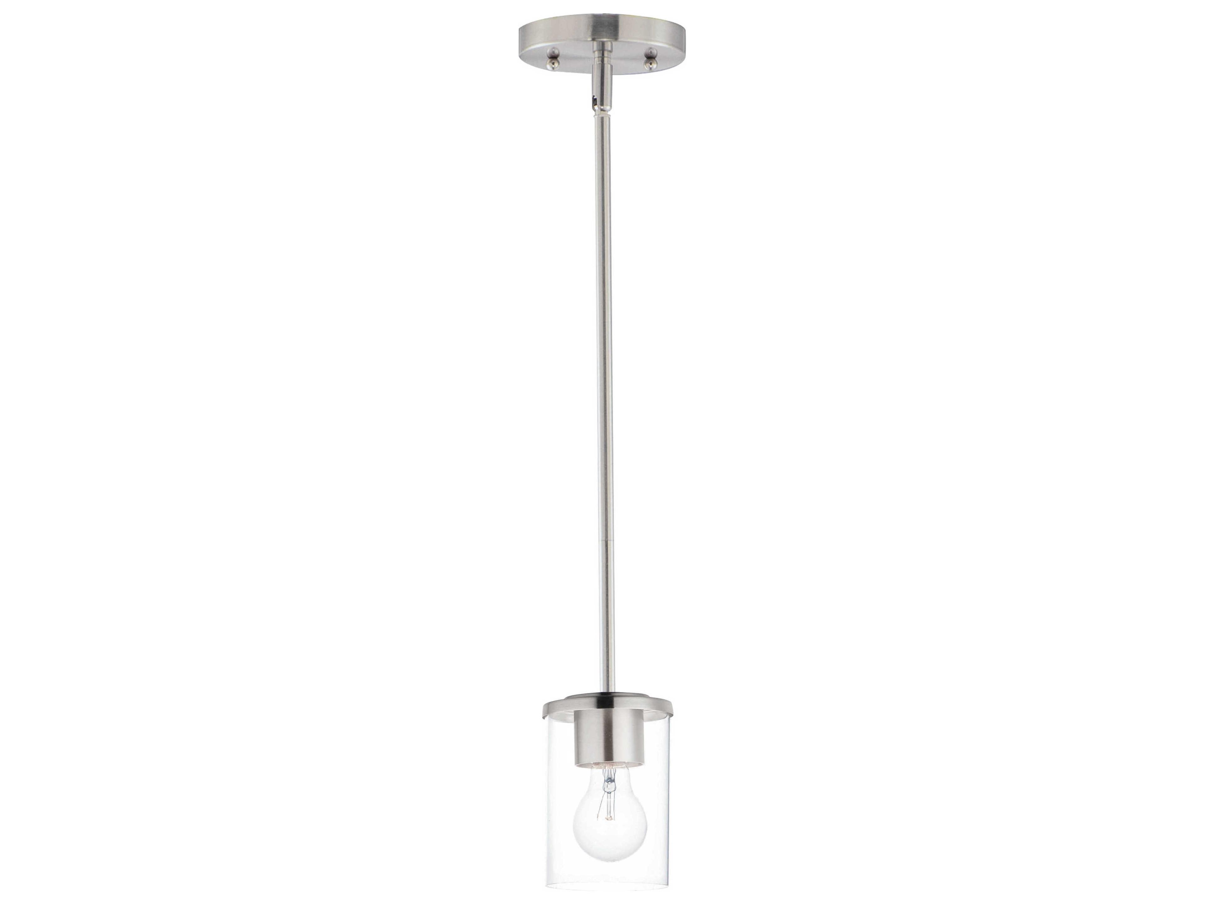 Maxim Lighting Corona 1-Light Satin Nickel Glass Cylinder Linear Mini Pendant