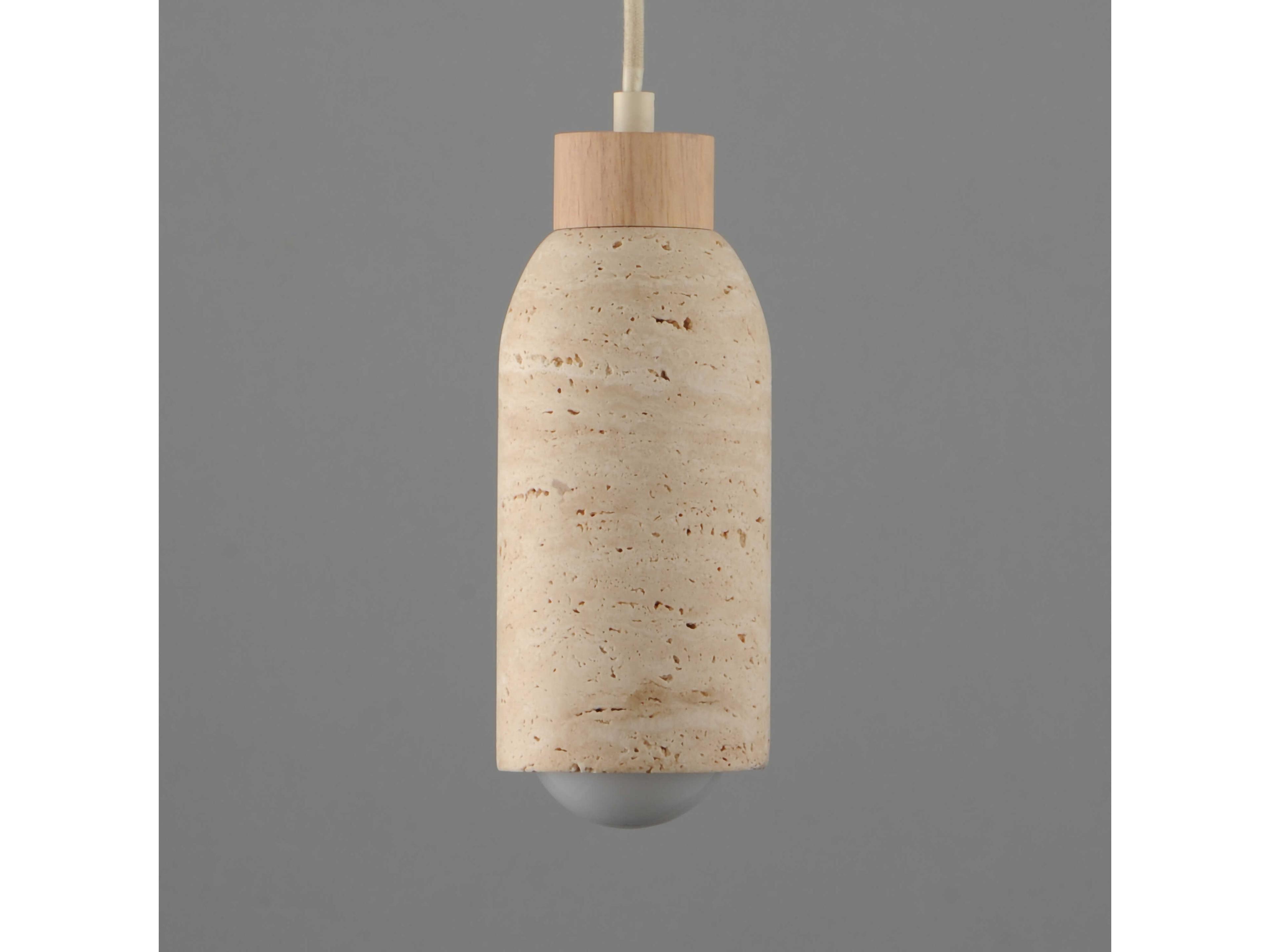 Maxim Lighting Pompeii 1-Light Travertine Oyster Off White Cylinder Mini Pendant