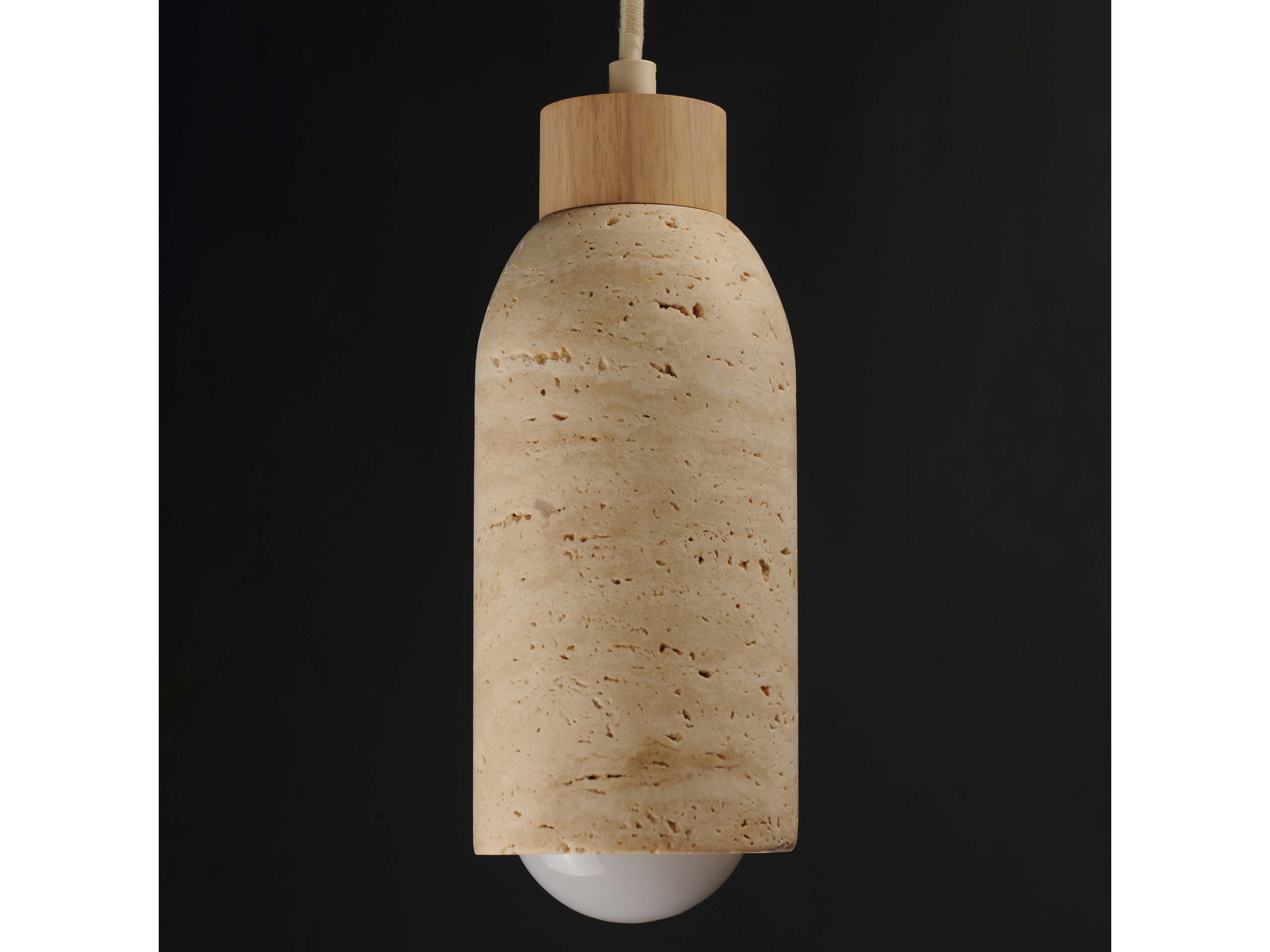 Maxim Lighting Pompeii 1-Light Travertine Oyster Off White Cylinder Mini Pendant