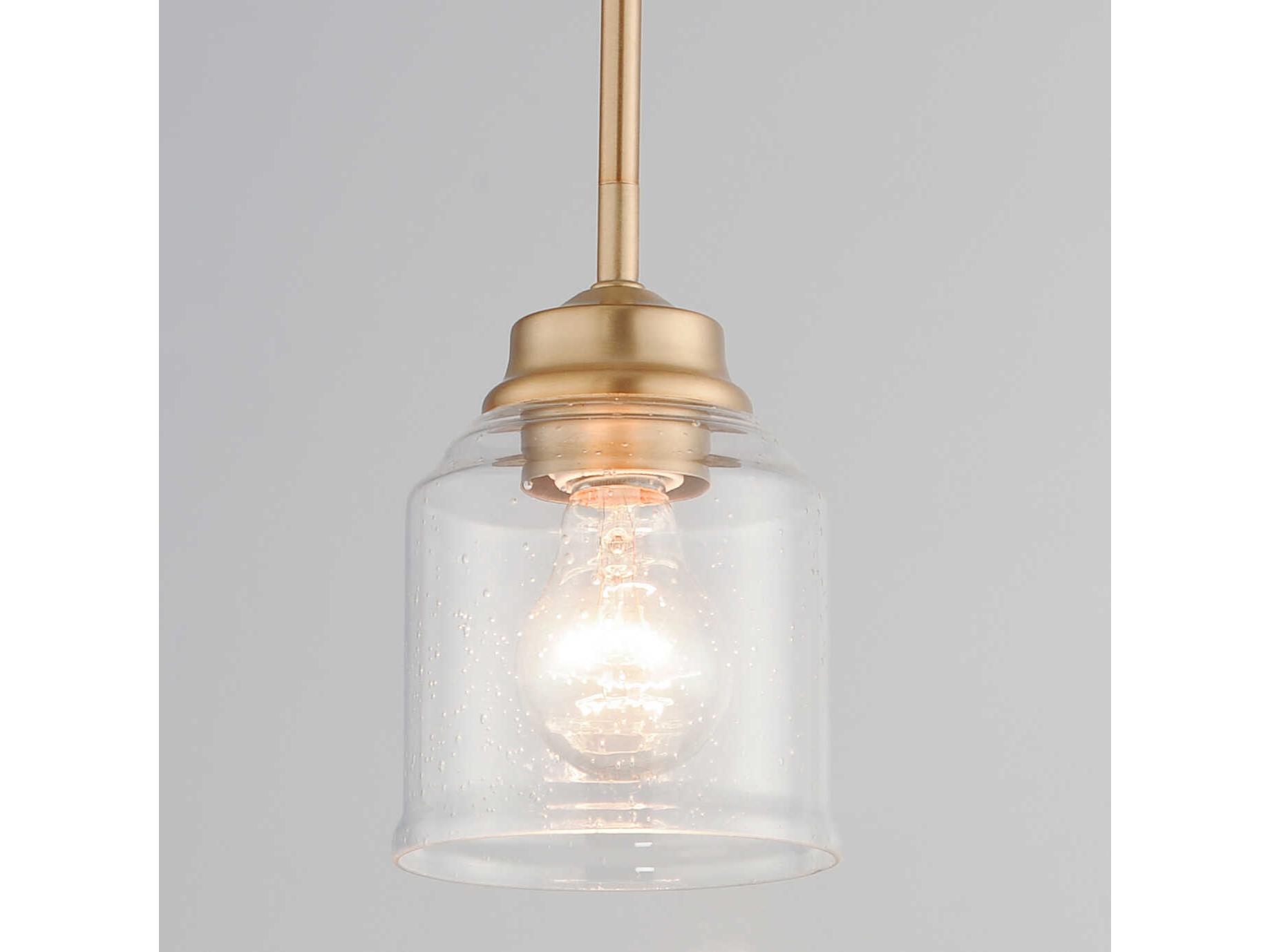 Maxim Lighting Acadia 1-Light Heritage Brass Glass Bell Mini Pendant