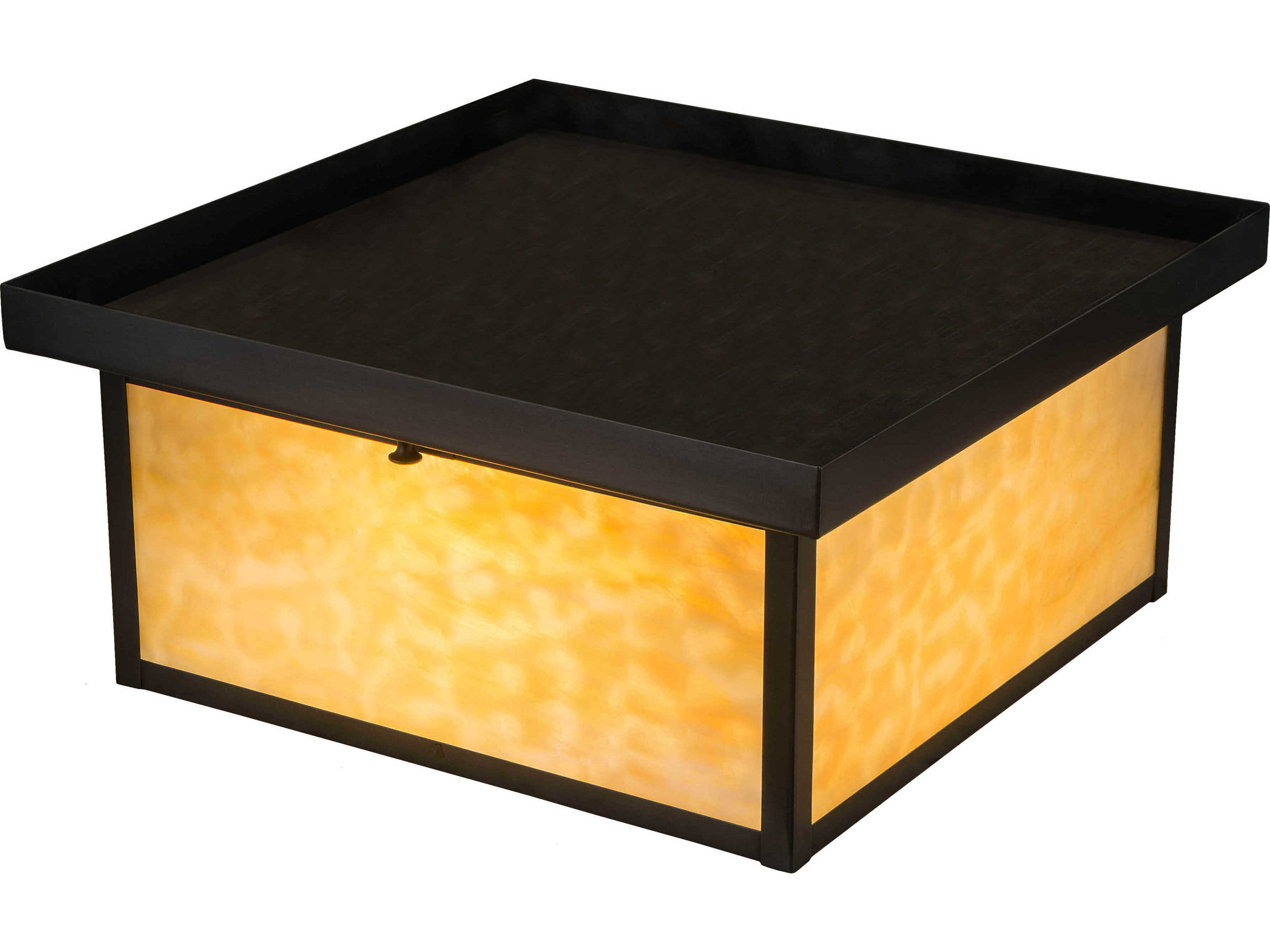 Meyda Hyde Park 2-Light Craftsman Brown Bronze Glass Geometric Flush Mount