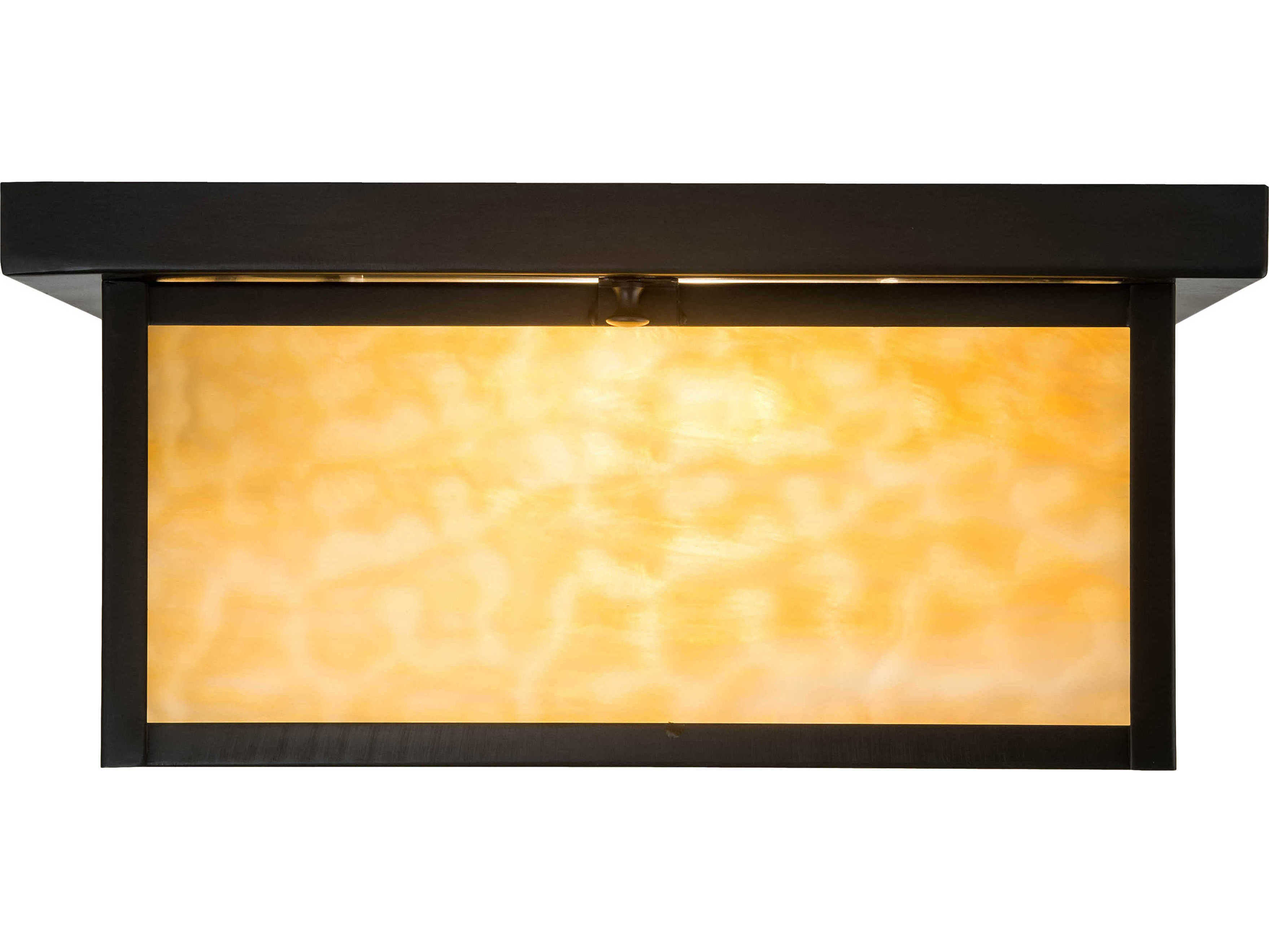 Meyda Hyde Park 2-Light Craftsman Brown Bronze Glass Geometric Flush Mount