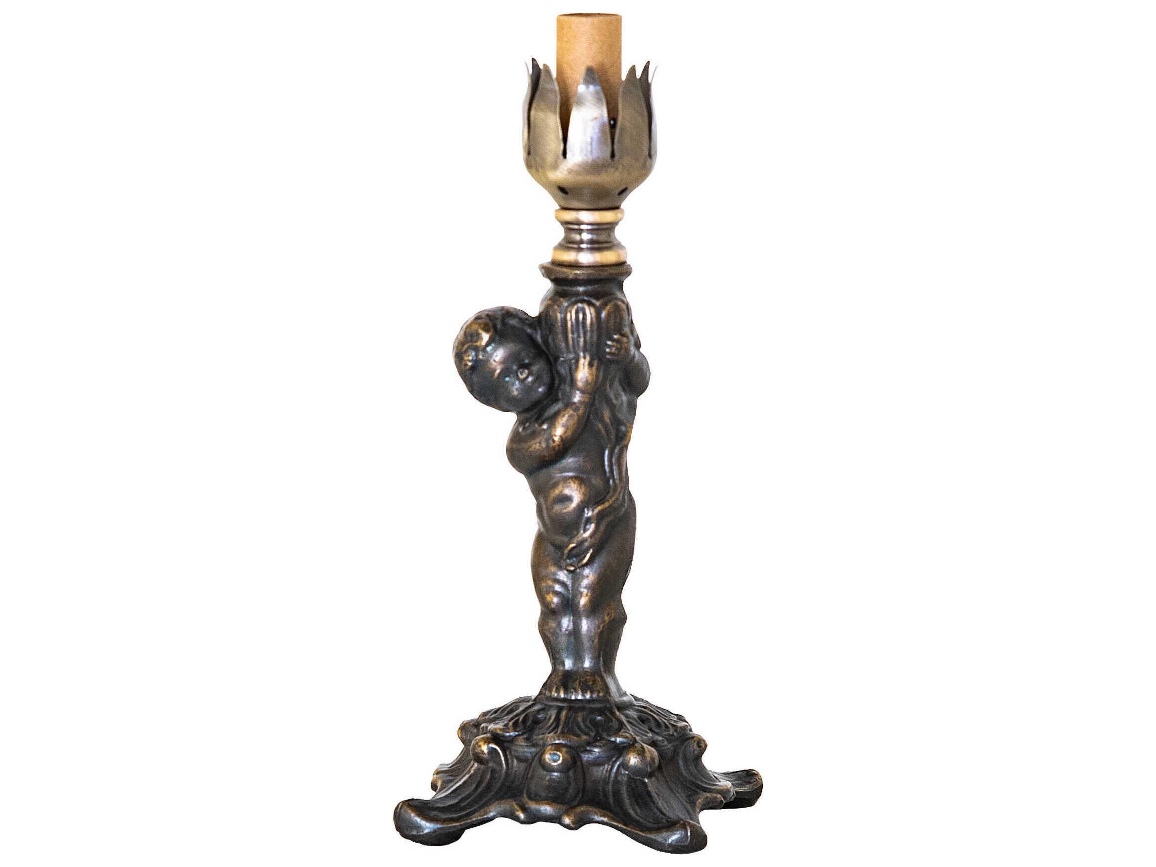 Meyda Cherub with Urn Antique Brass Table Lamp Base