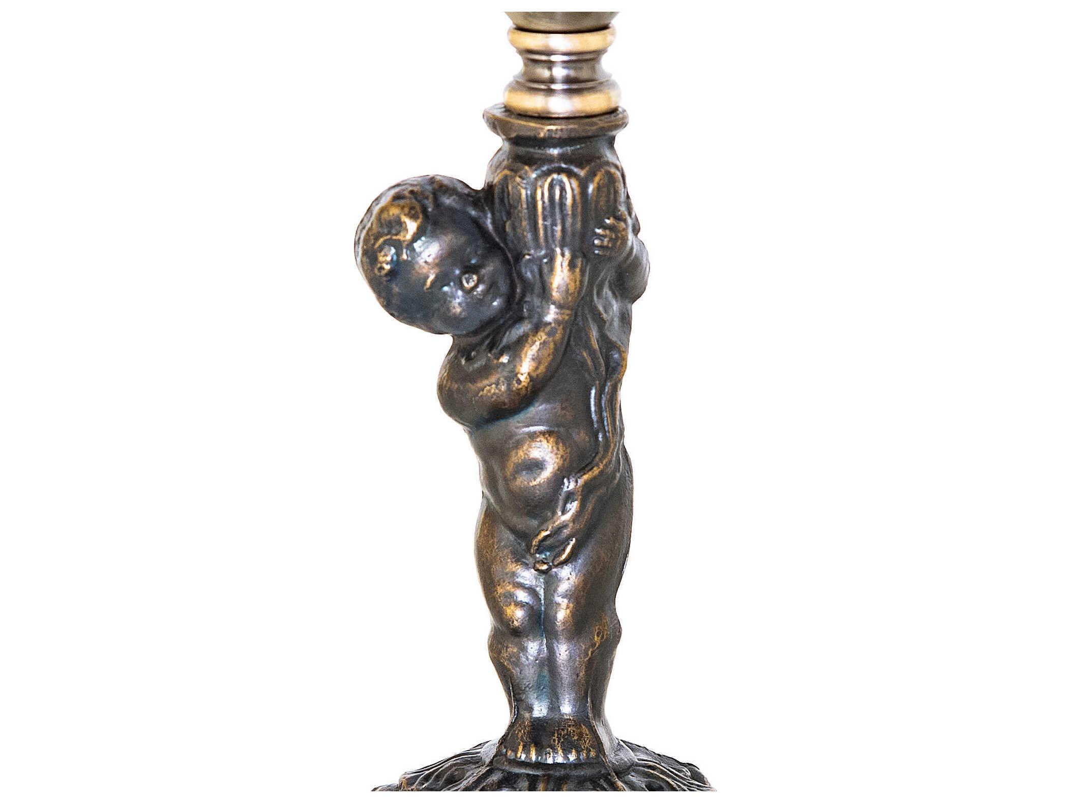 Meyda Cherub with Urn Antique Brass Table Lamp Base