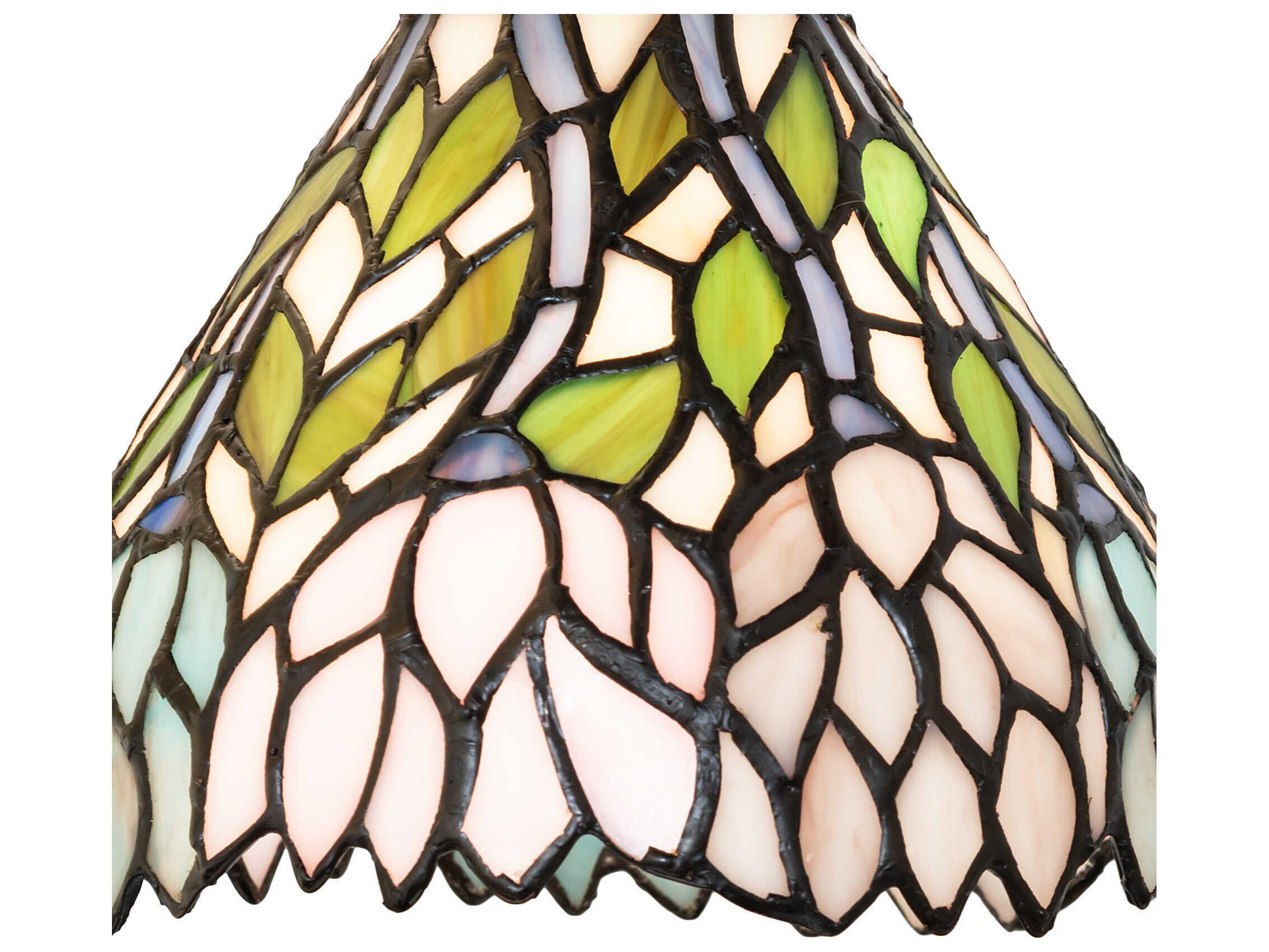 Meyda Wisteria 1-Light Mahogany Bronze Glass Tiffany Mini Pendant