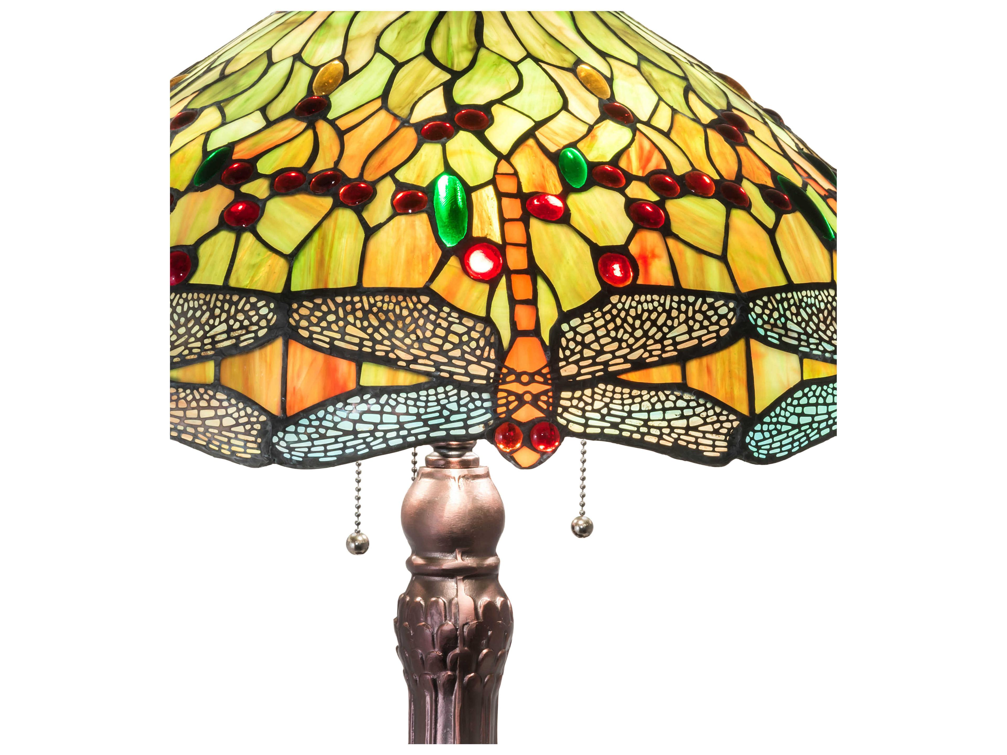 Meyda Hanginghead Dragonfly Glass Tiffany Mahogany Bronze Buffet Lamp