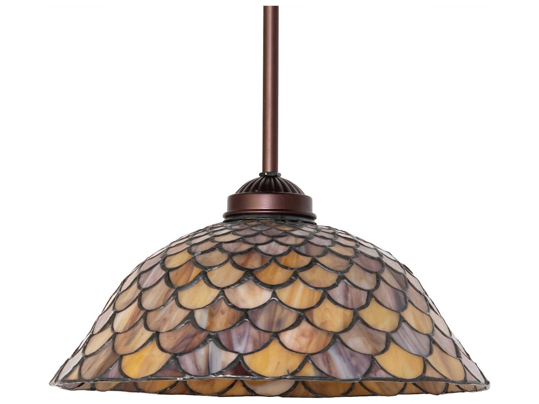 Meyda Tiffany Fishscale 1-Light Mahogany Bronze Dome Pendant