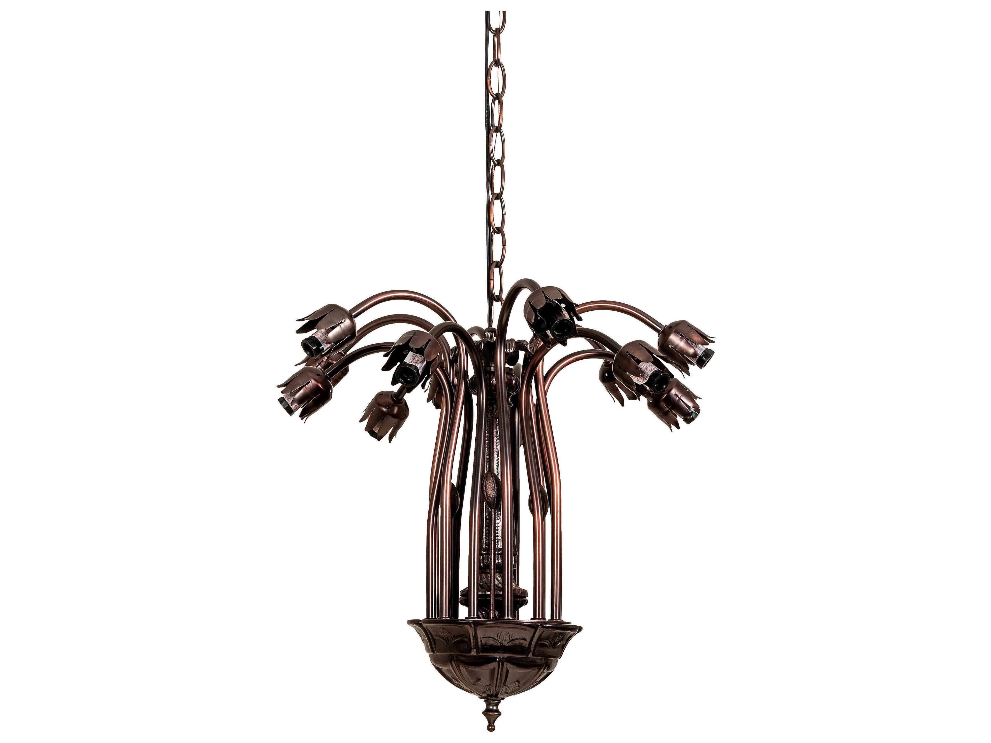 Meyda Pond Lily 12-Light Mahogany Bronze Chandelier