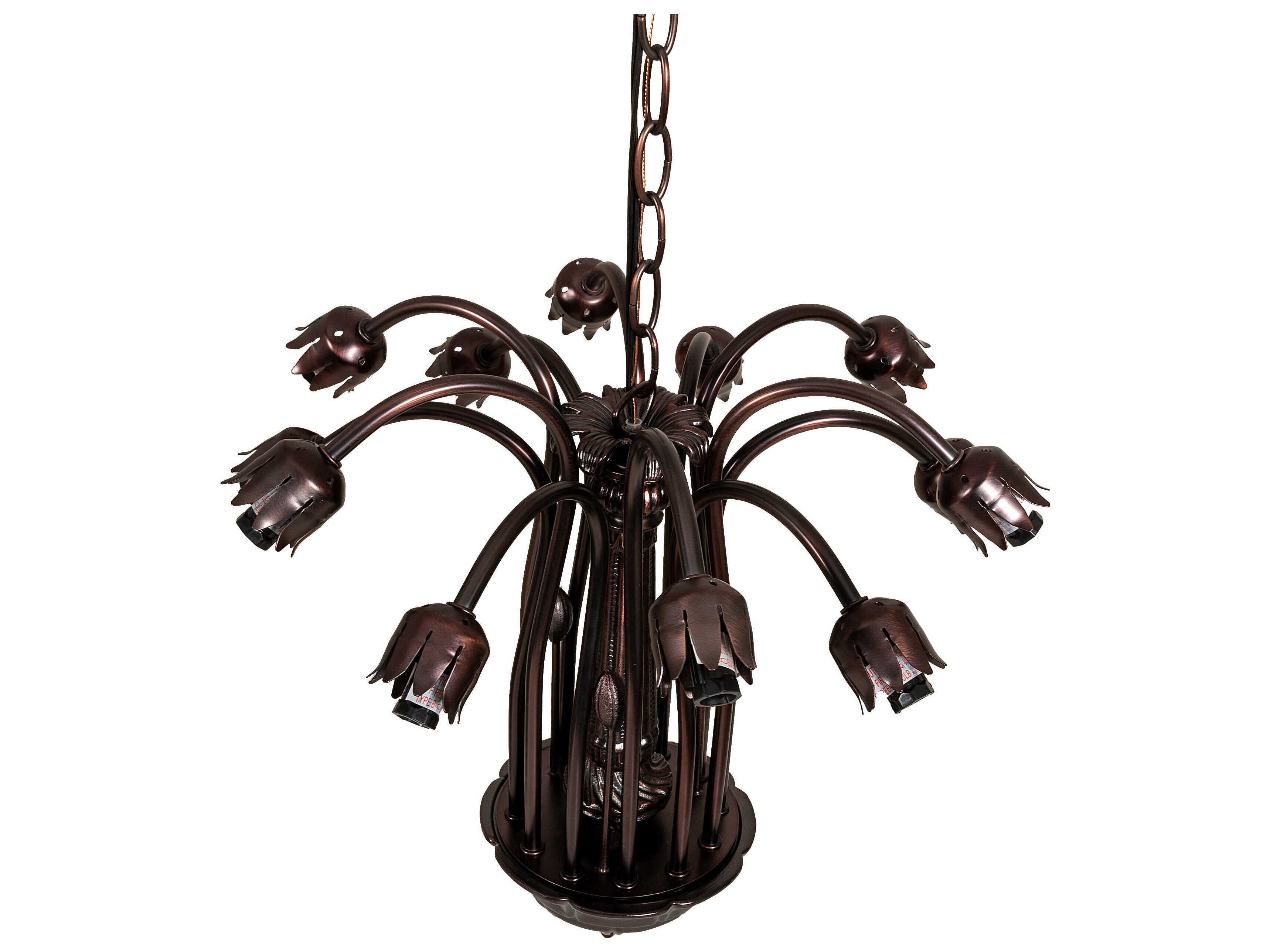 Meyda Pond Lily 12-Light Mahogany Bronze Chandelier
