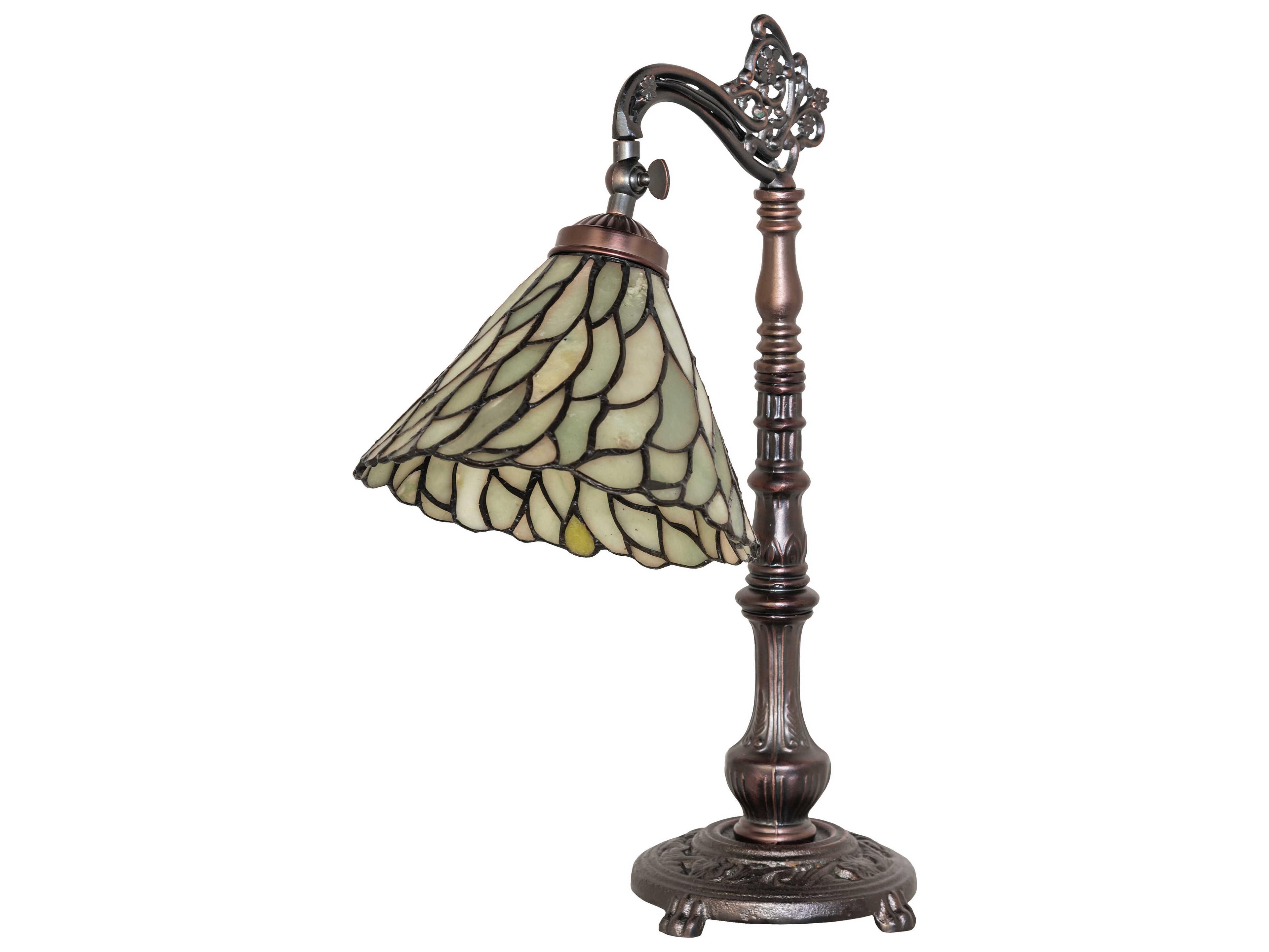 Meyda Willow Jadestone Mahogany Bronze Green Desk Lamp