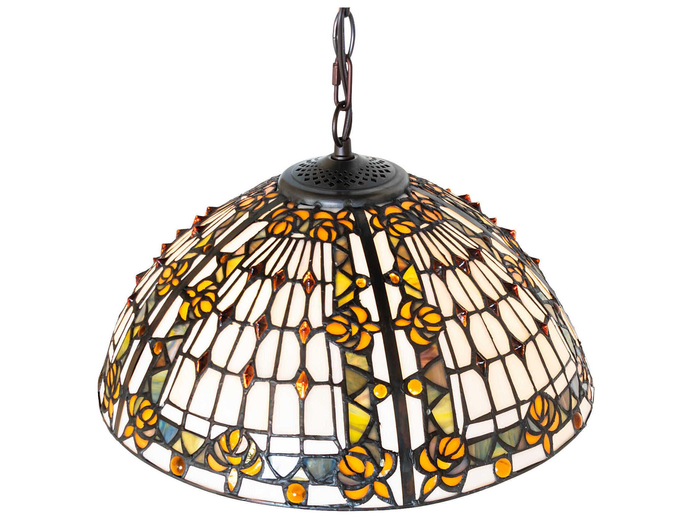 Meyda Fleur-de-lis 3-Light Beige / Honey Pendant