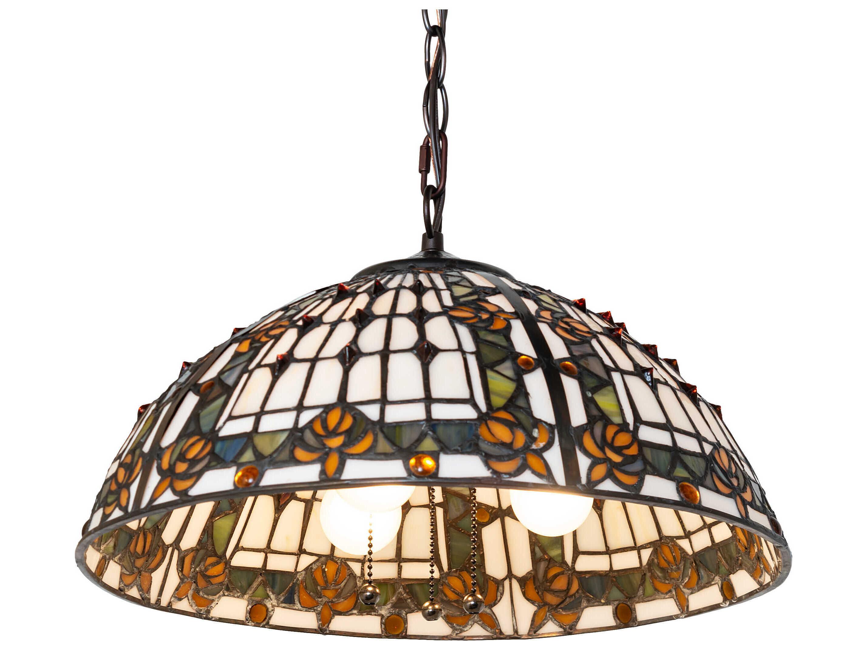 Meyda Fleur-de-lis 3-Light Beige / Honey Pendant