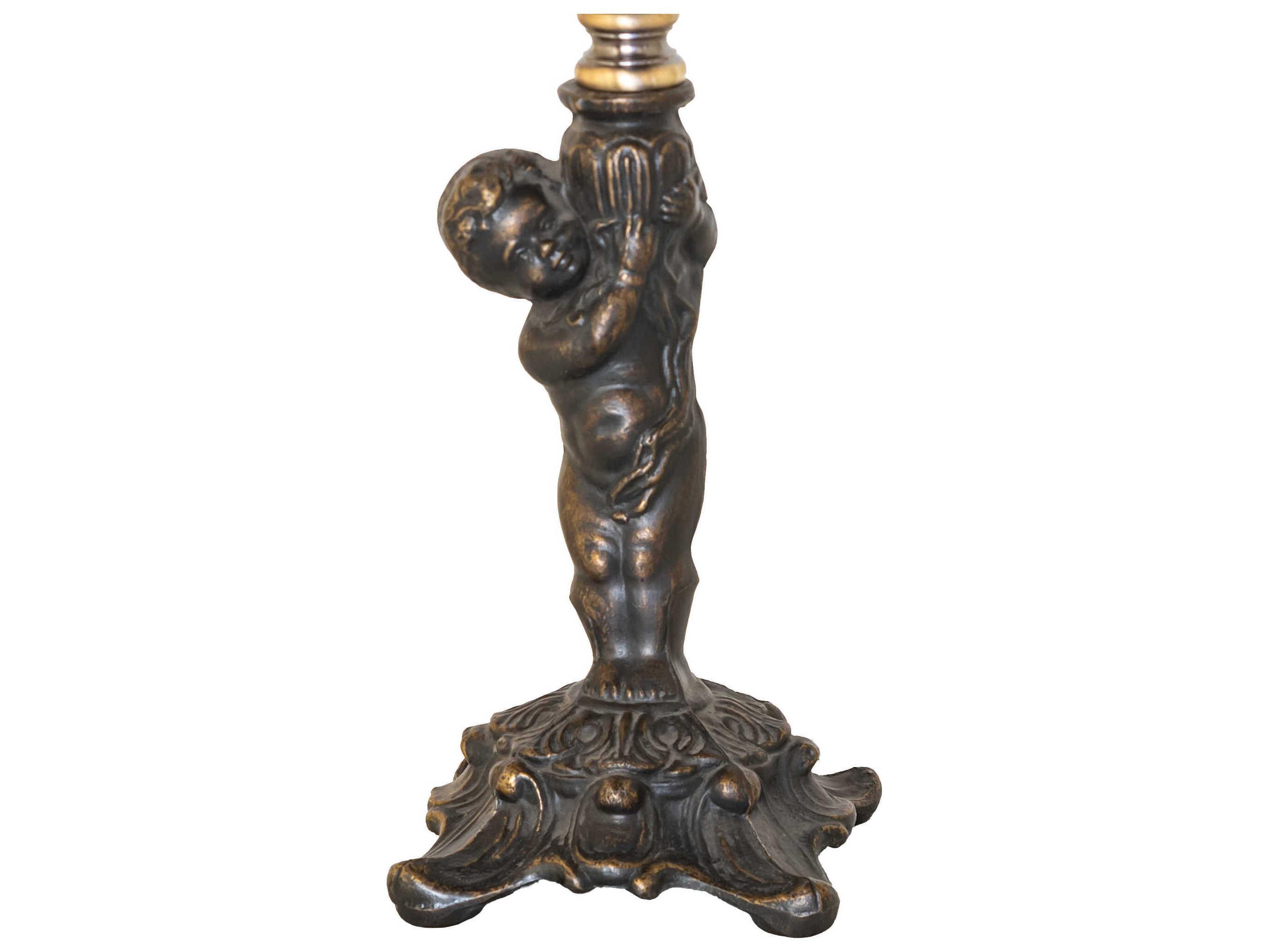 Meyda Cherub with Urn Antique Brass Table Lamp Base