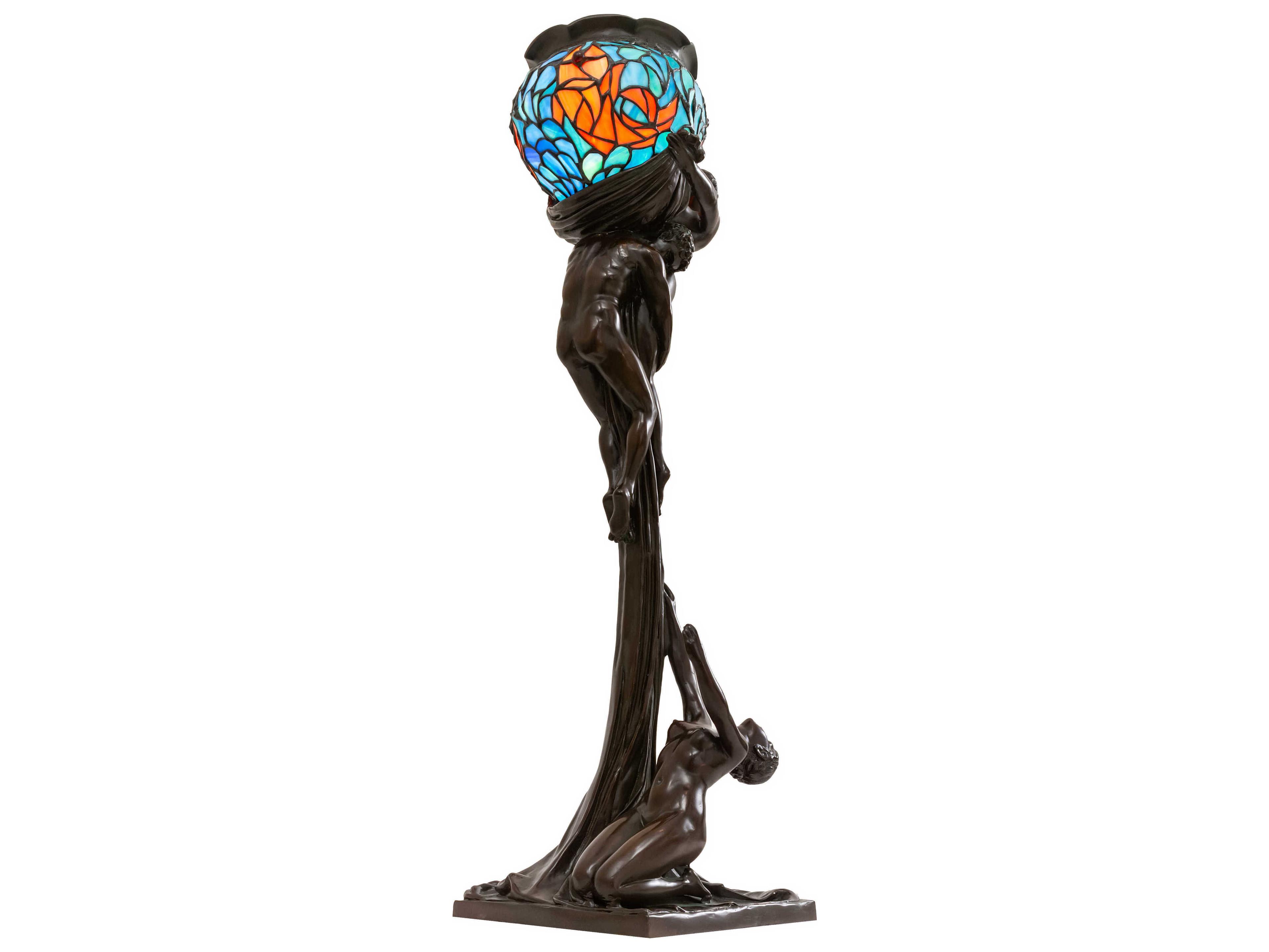 Meyda Lovers Trangle Glass Tiffany Mahogany Bronze Buffet Lamp
