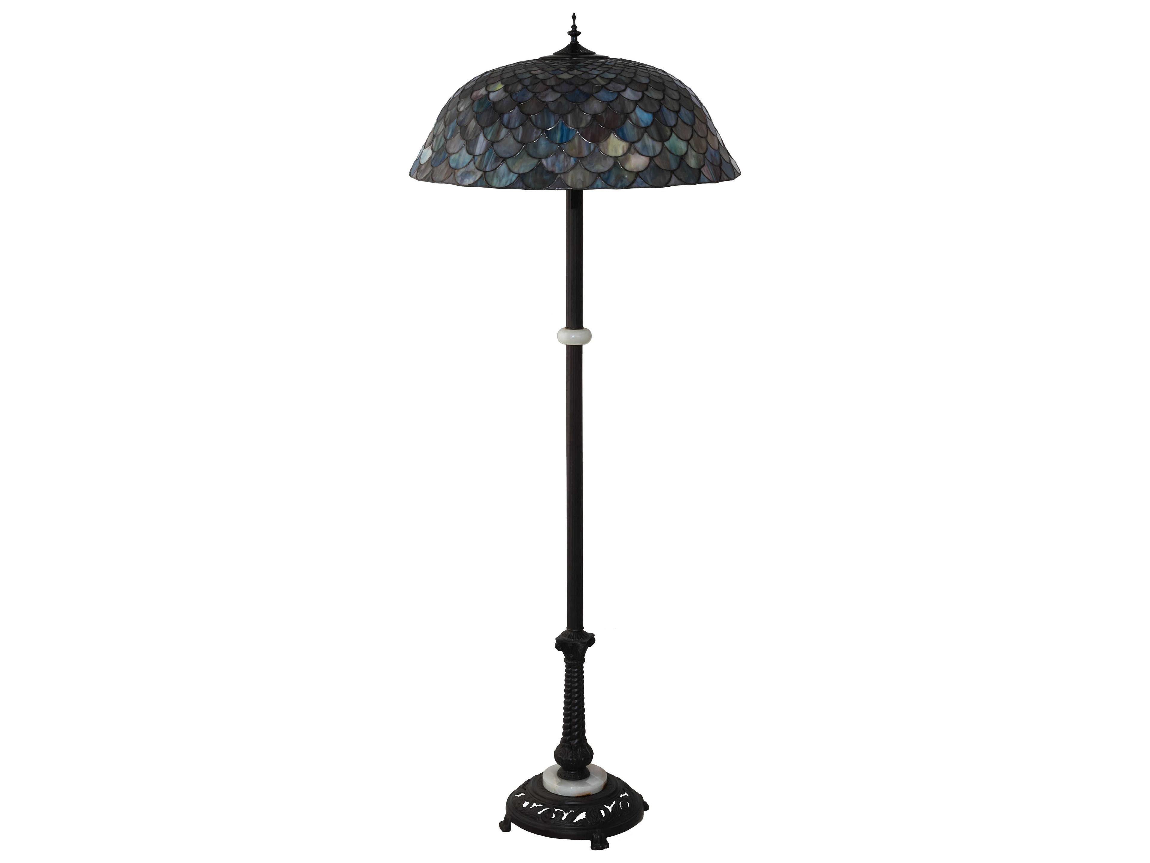 Meyda Tiffany Fishscale Glass Mahogany Bronze Floor Lamp