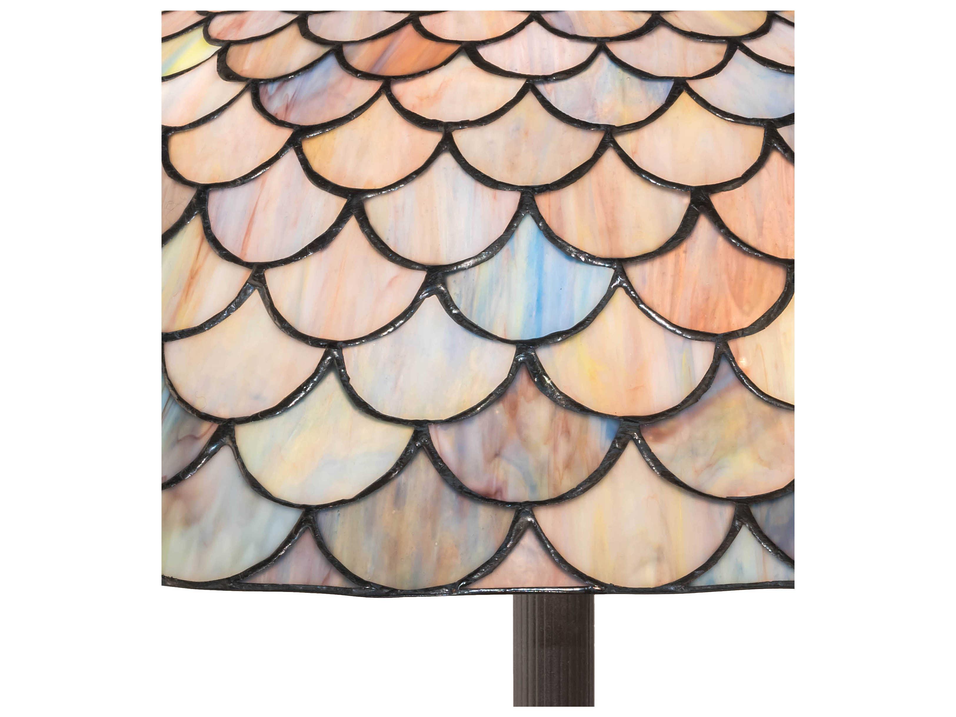 Meyda Tiffany Fishscale Glass Mahogany Bronze Floor Lamp