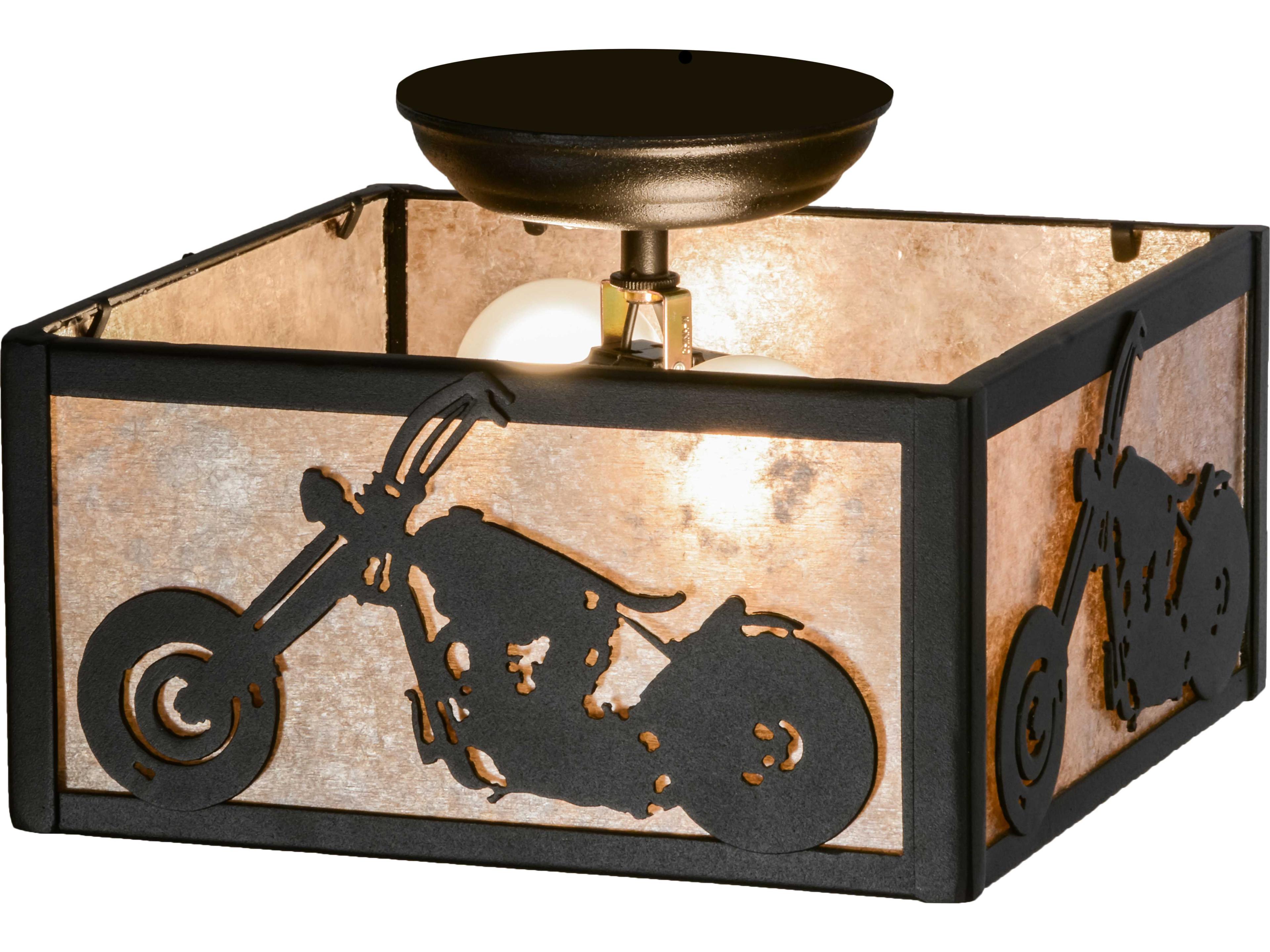Meyda Motorcycle Black silver Flush Mount
