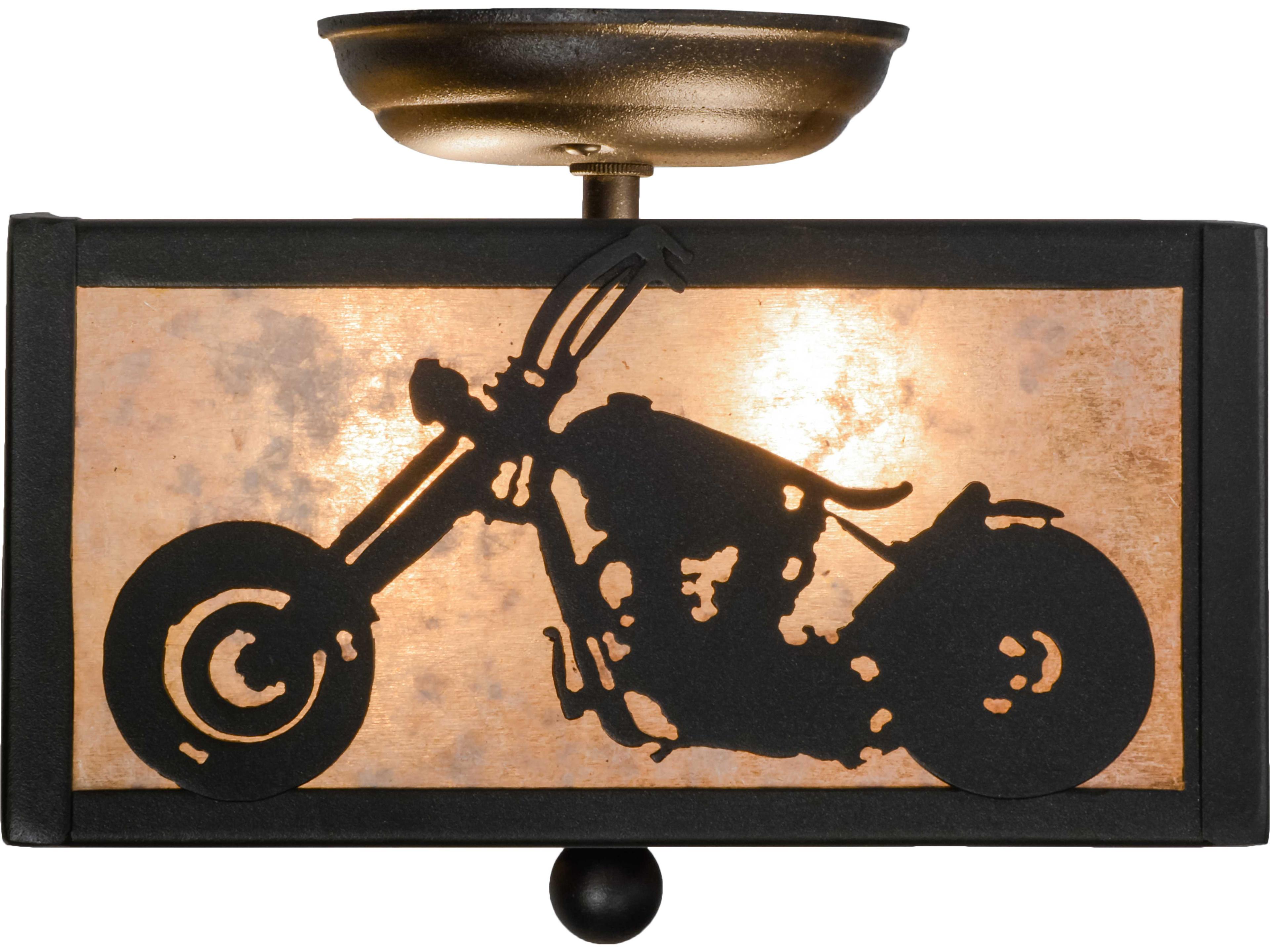 Meyda Motorcycle Black silver Flush Mount
