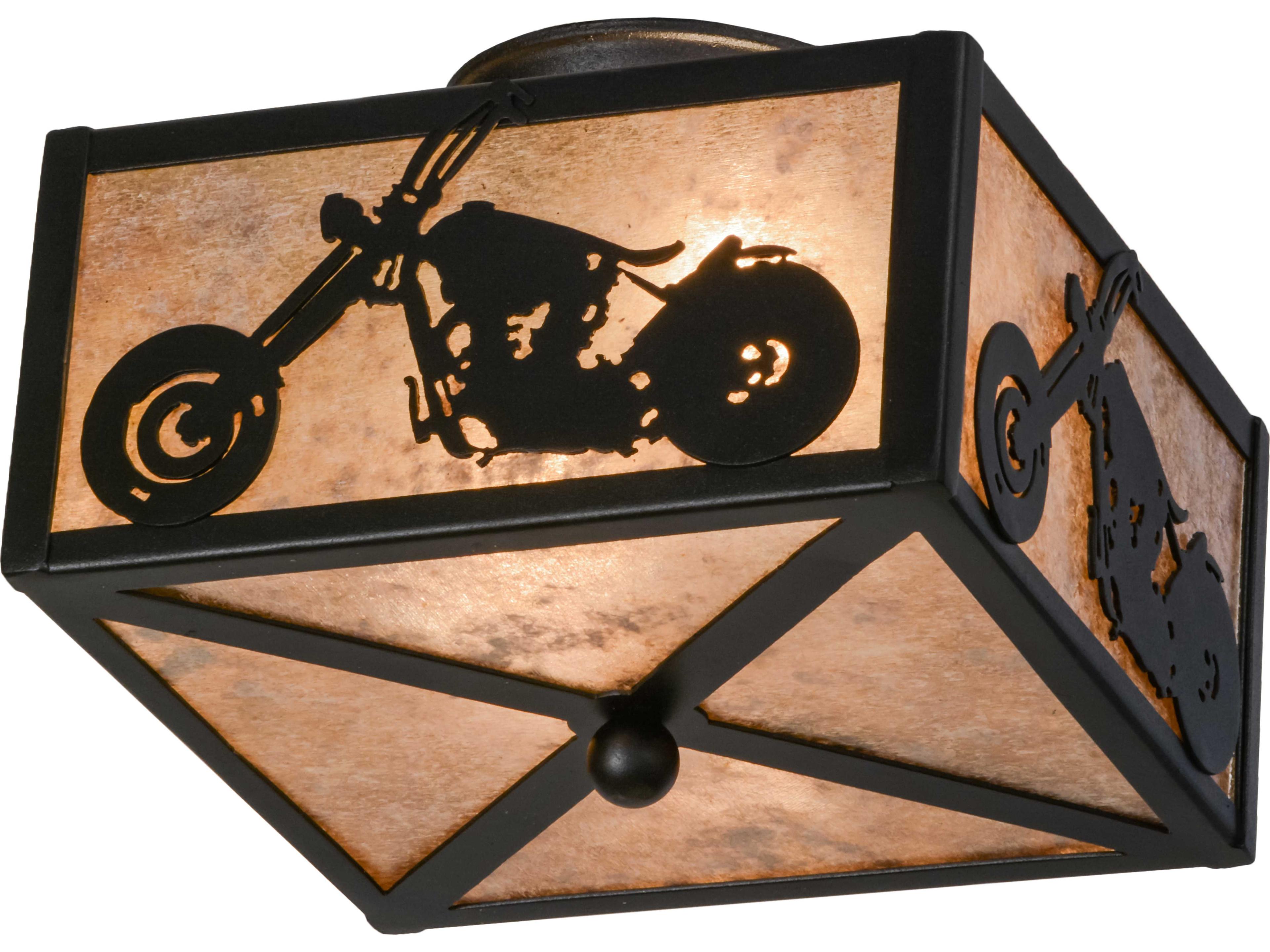 Meyda Motorcycle Black silver Flush Mount