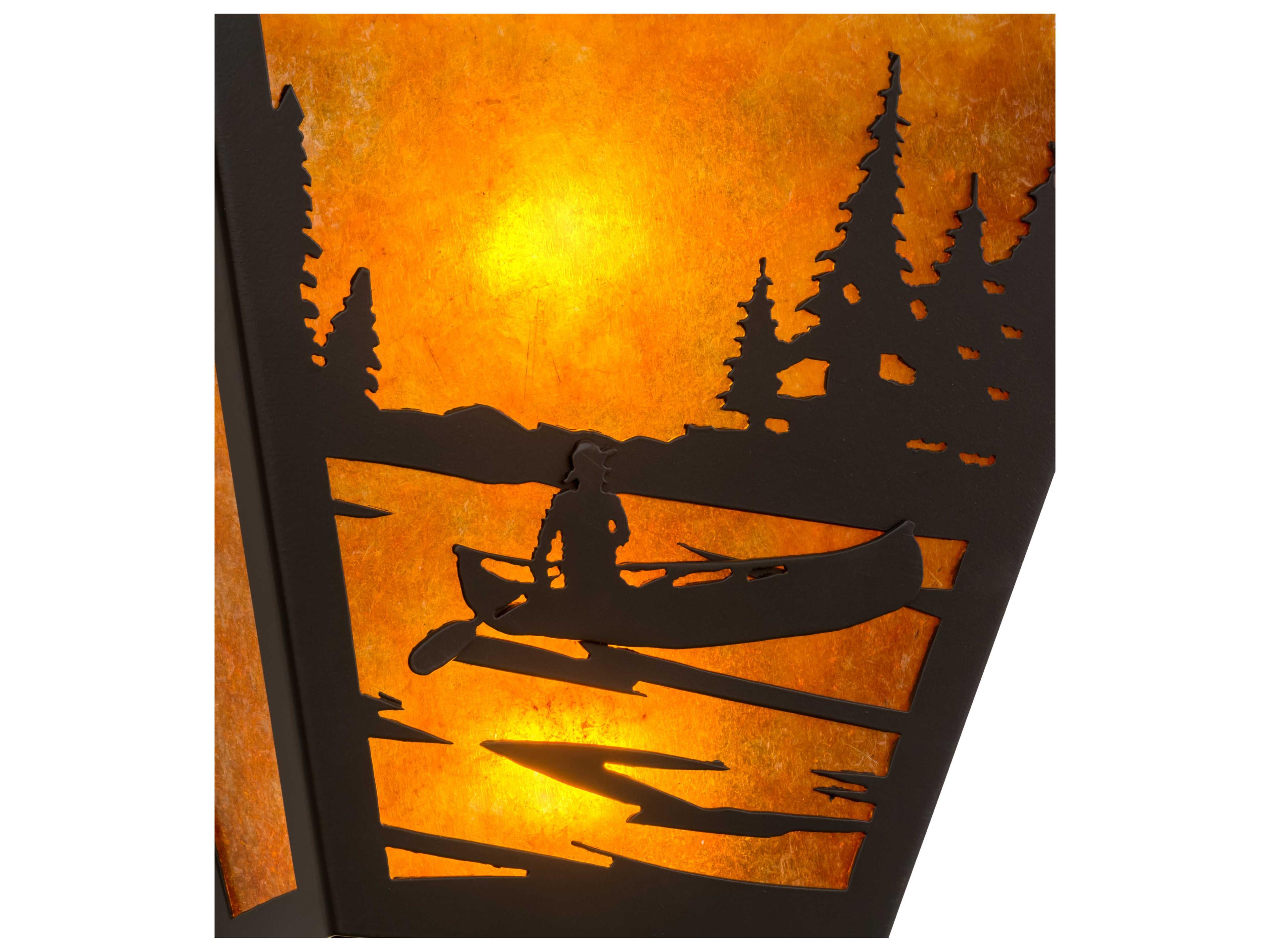 Meyda Canoe At Lake 2-Light Timeless Bronze amber Wall Sconce