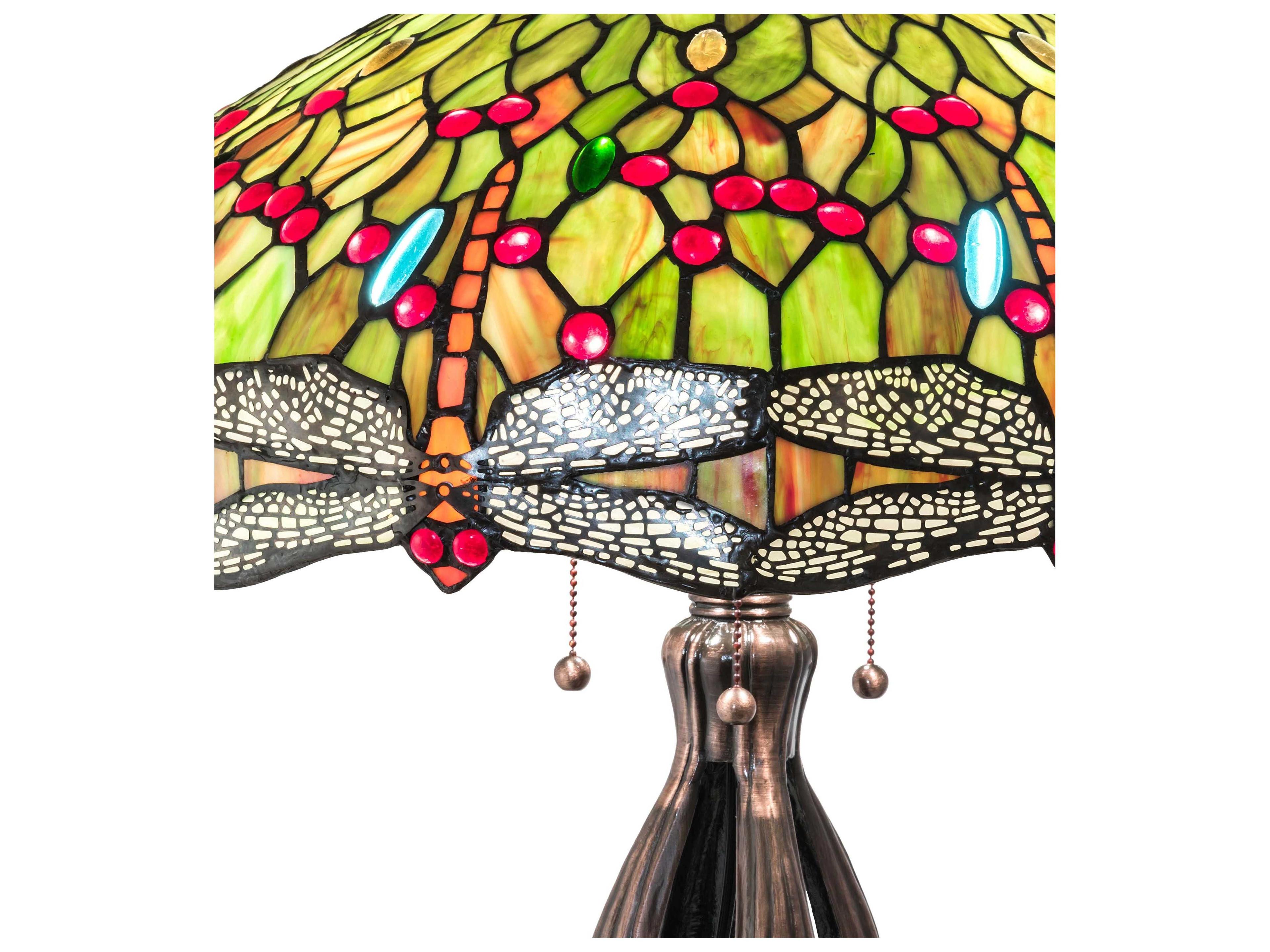 Meyda Tiffany Hanginghead Dragonfly Glass Mahogany Bronze Buffet Lamp