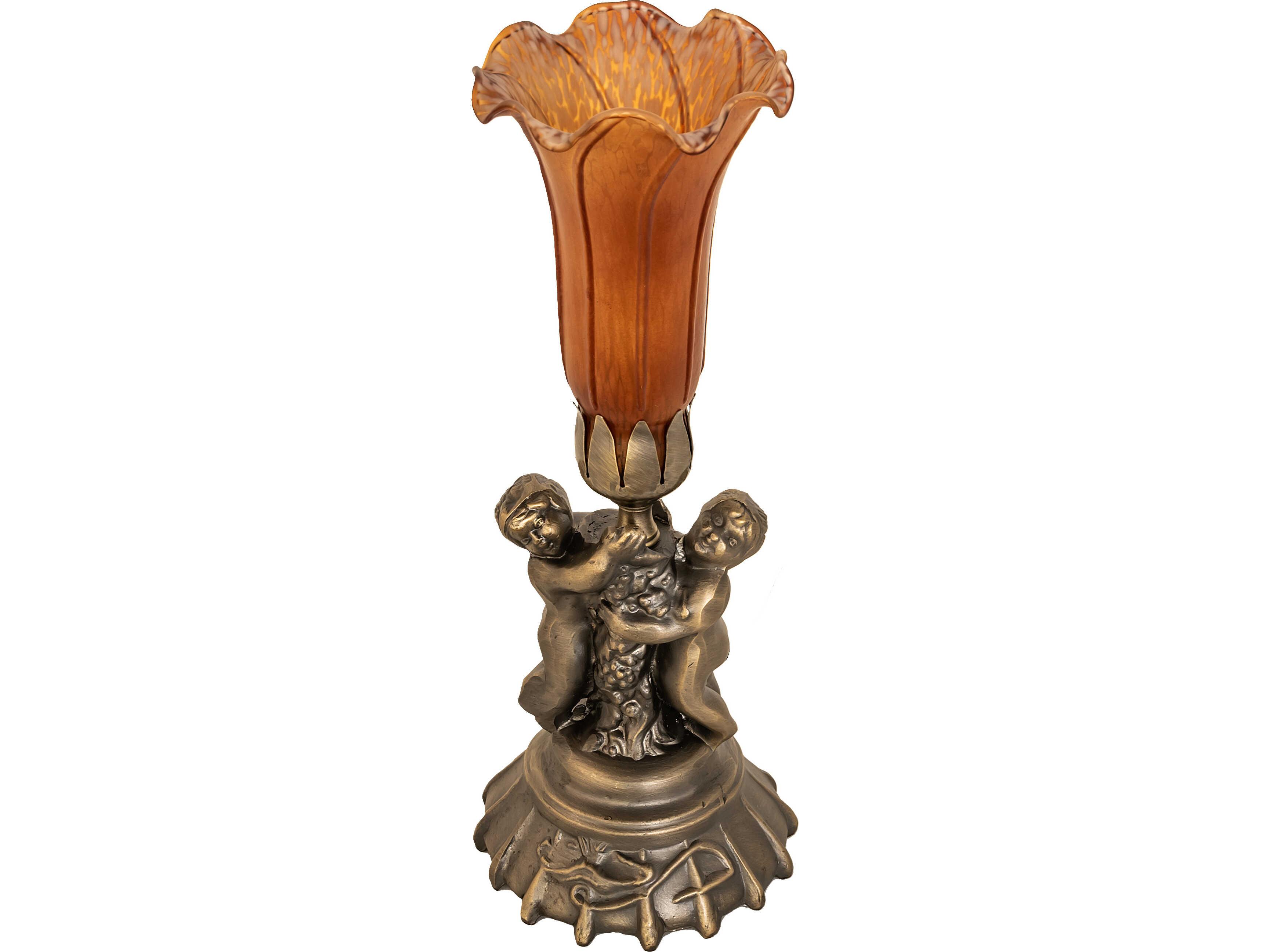 Meyda Amber Brass Traditional Table Lamp