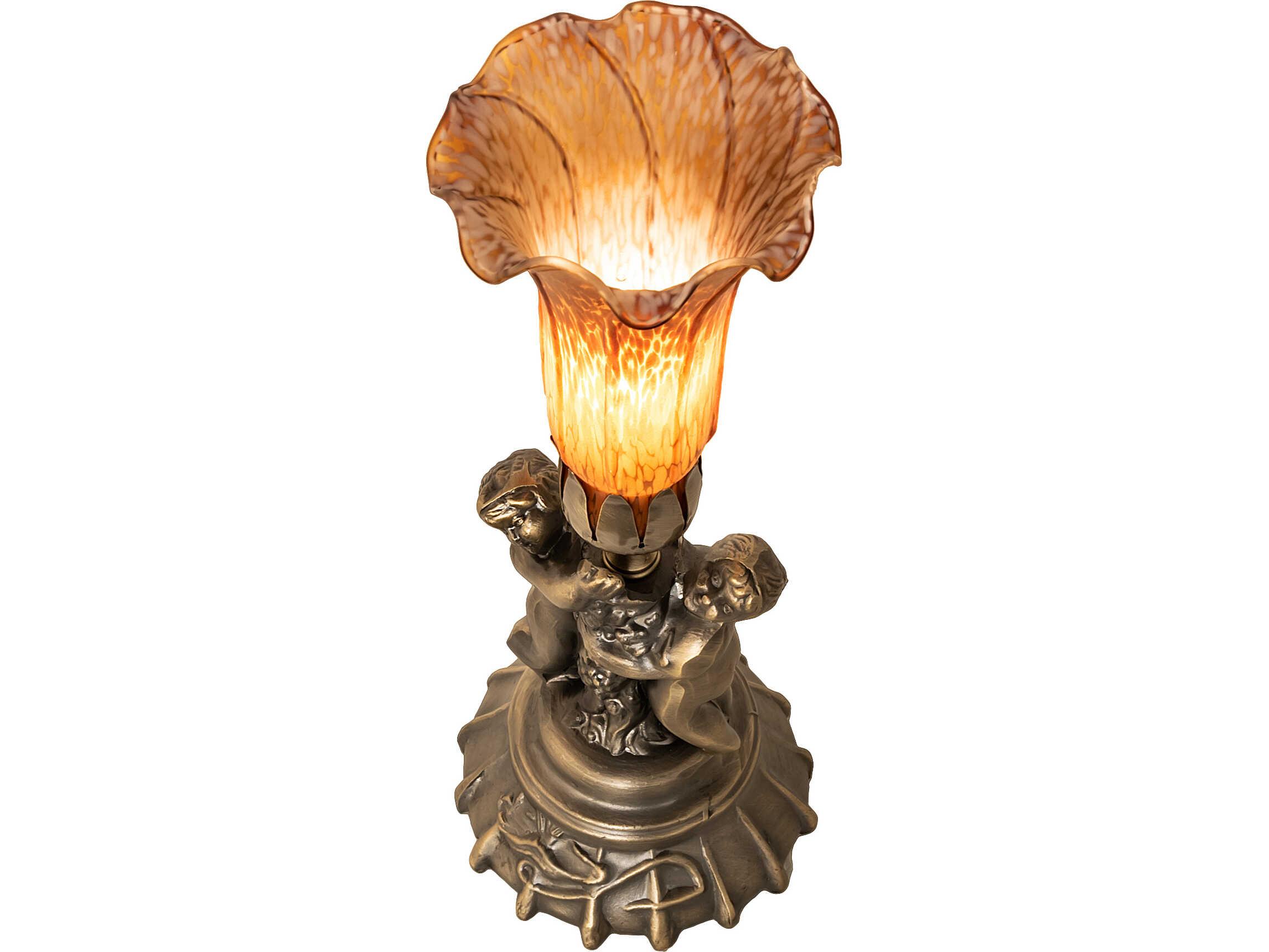 Meyda Amber Brass Traditional Table Lamp