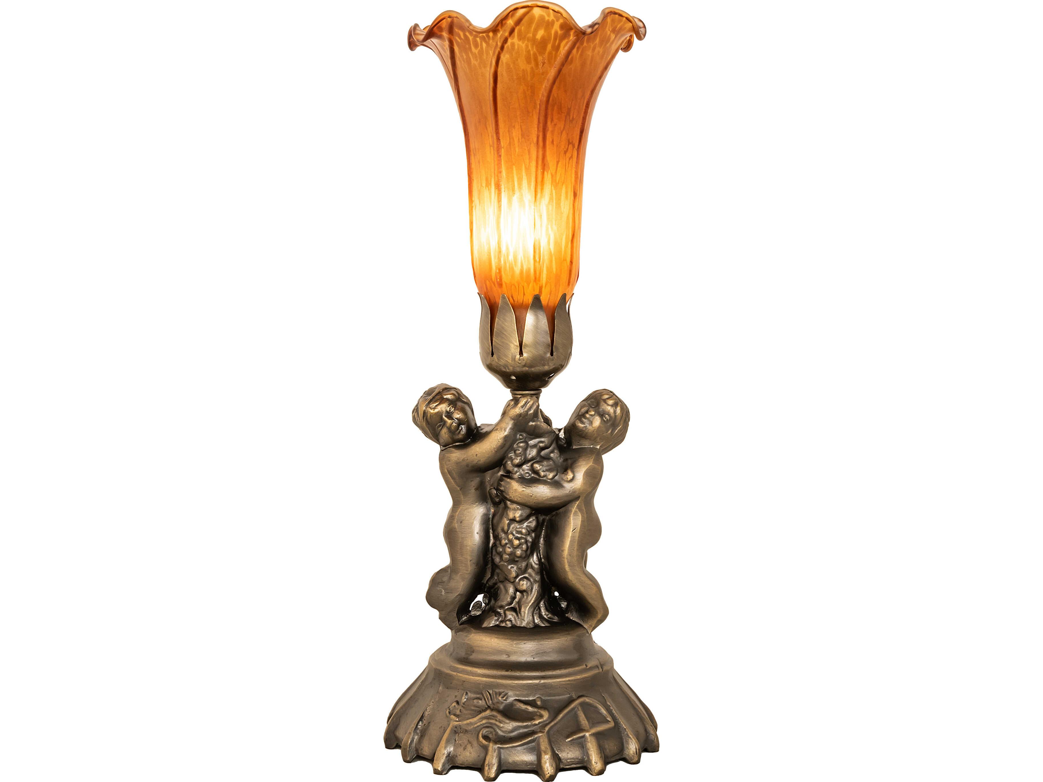 Meyda Amber Brass Traditional Table Lamp