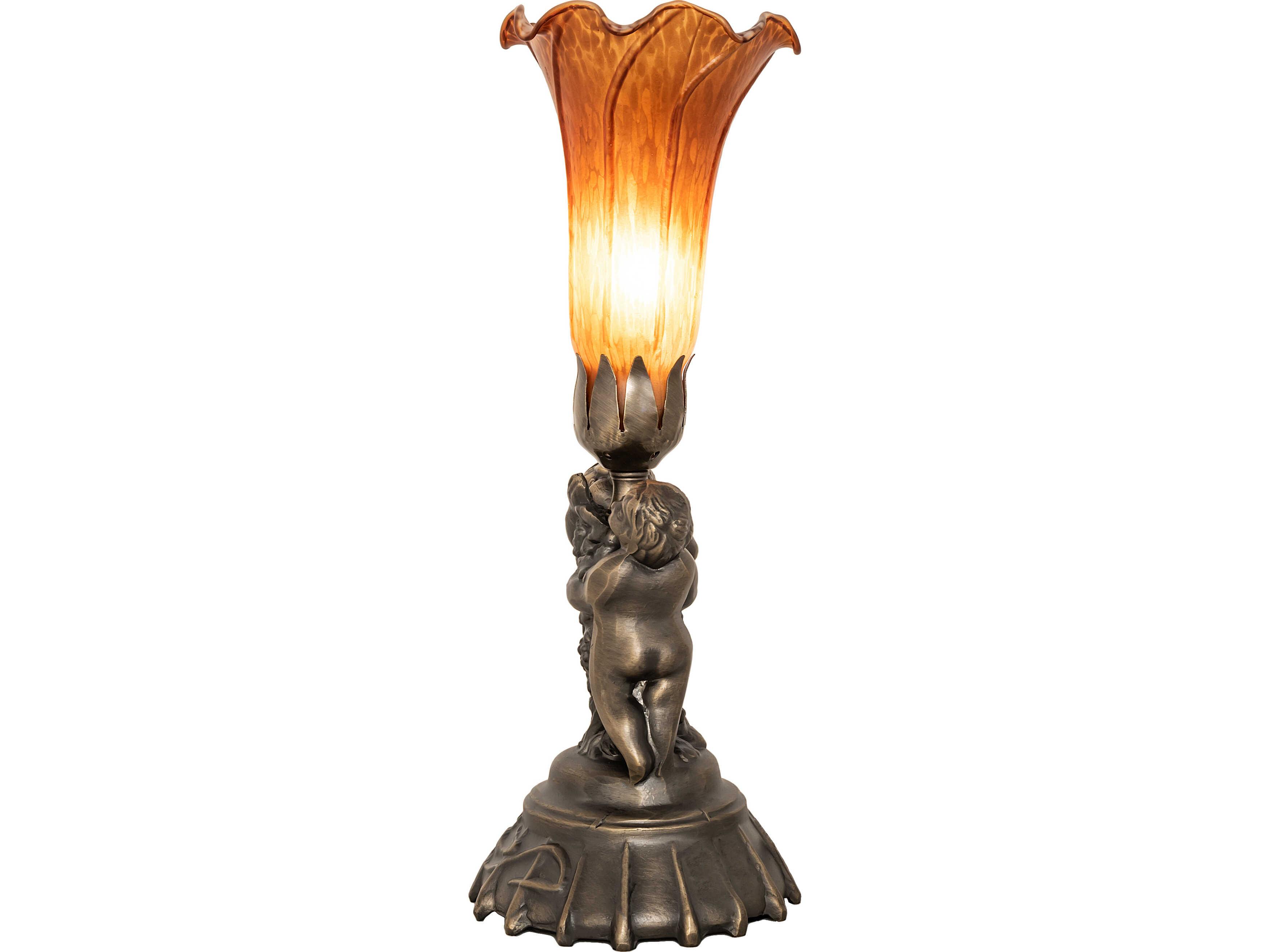 Meyda Amber Brass Traditional Table Lamp