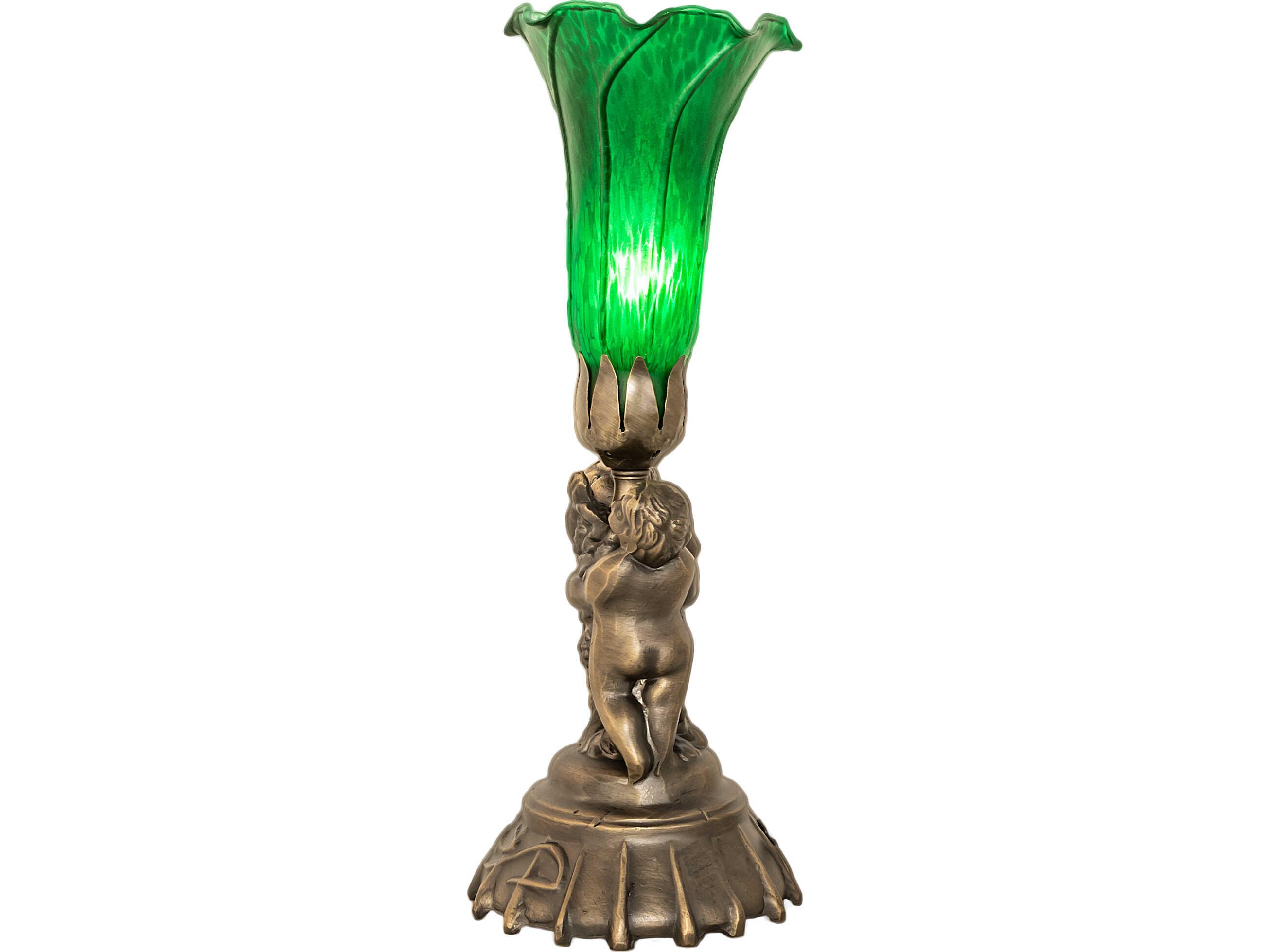 Meyda Green Brass Traditional Table Lamp