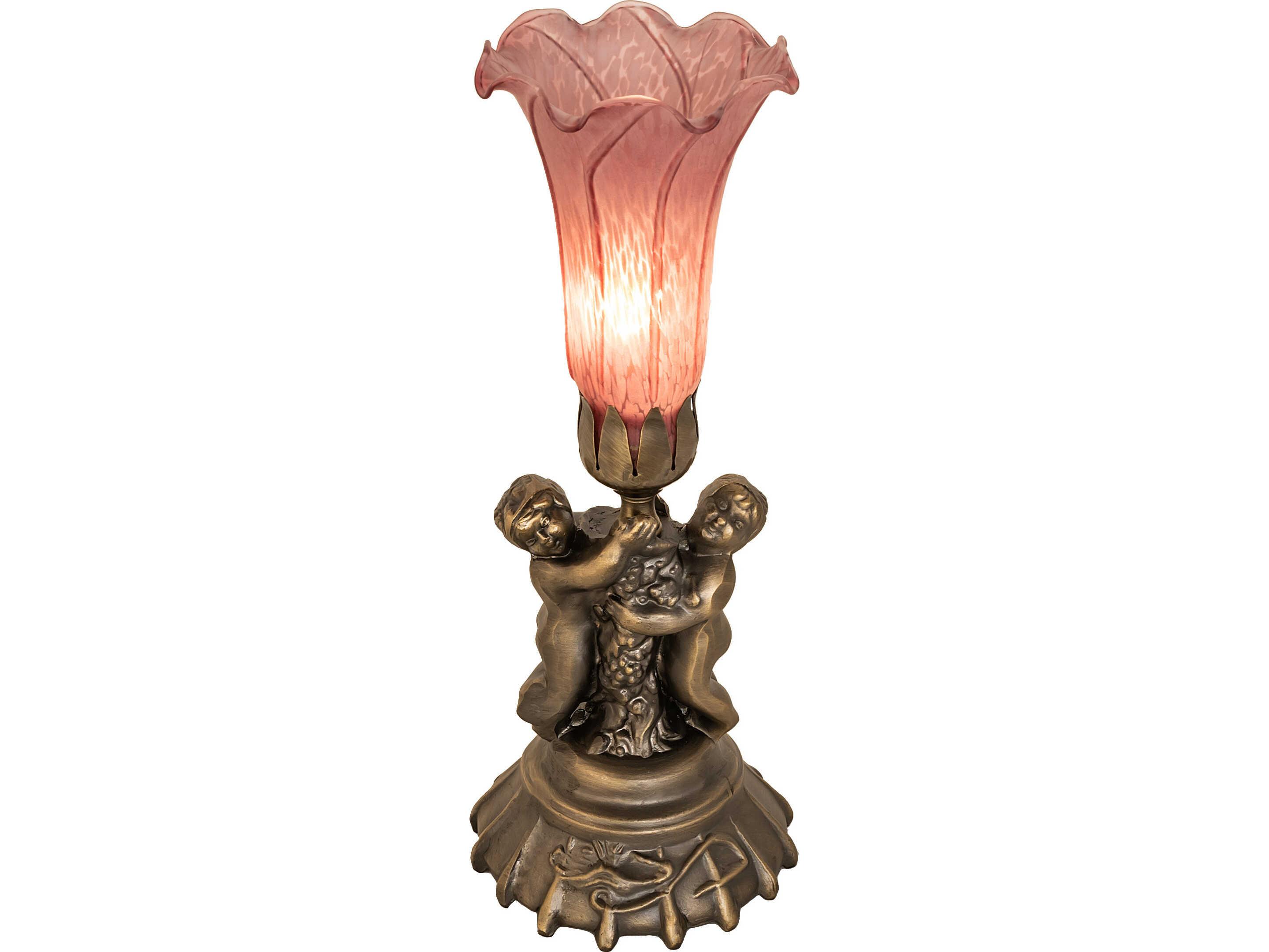 Meyda Lavender Pond Lily Brass Traditional Table Lamp