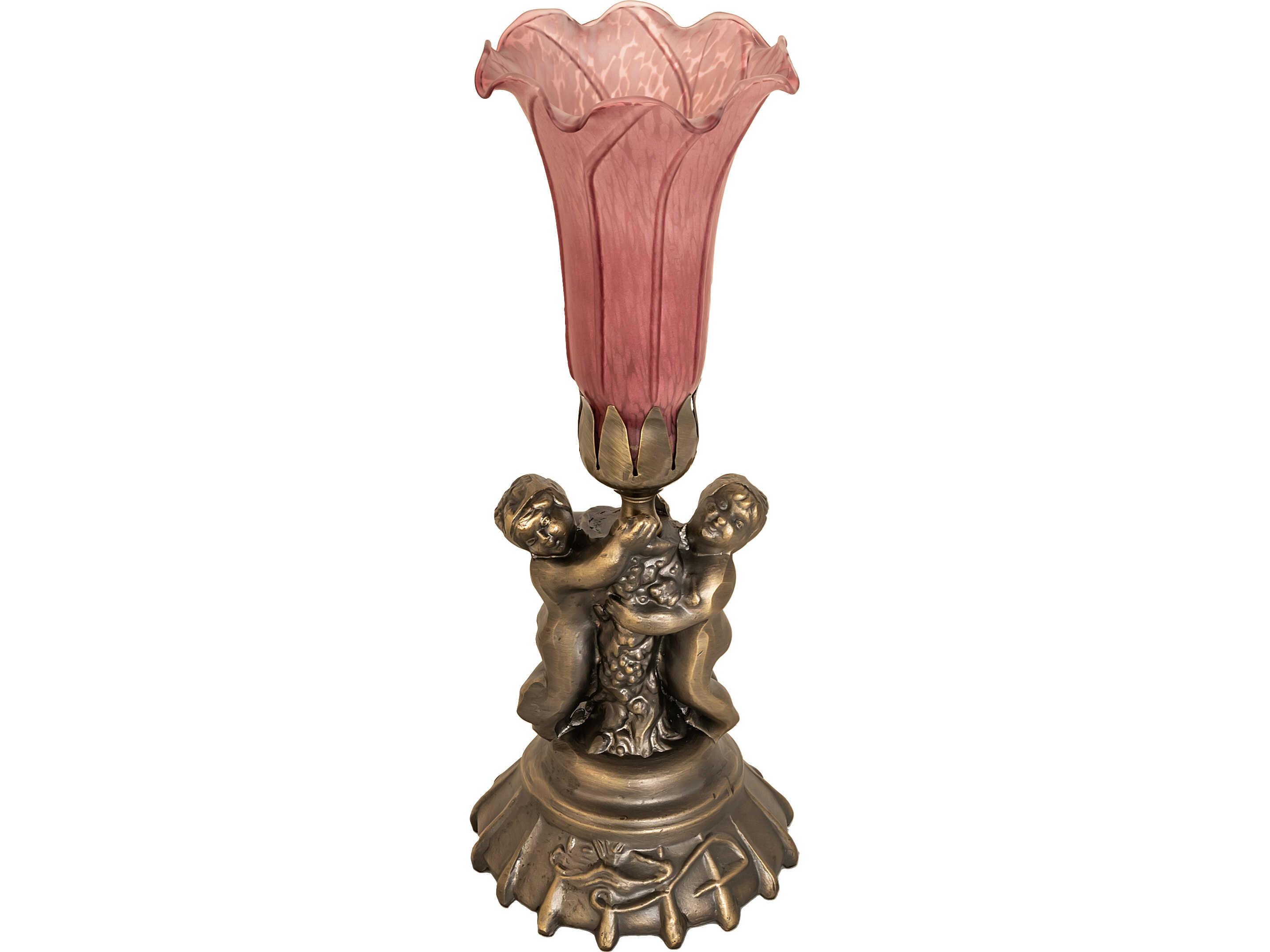 Meyda Lavender Pond Lily Brass Traditional Table Lamp