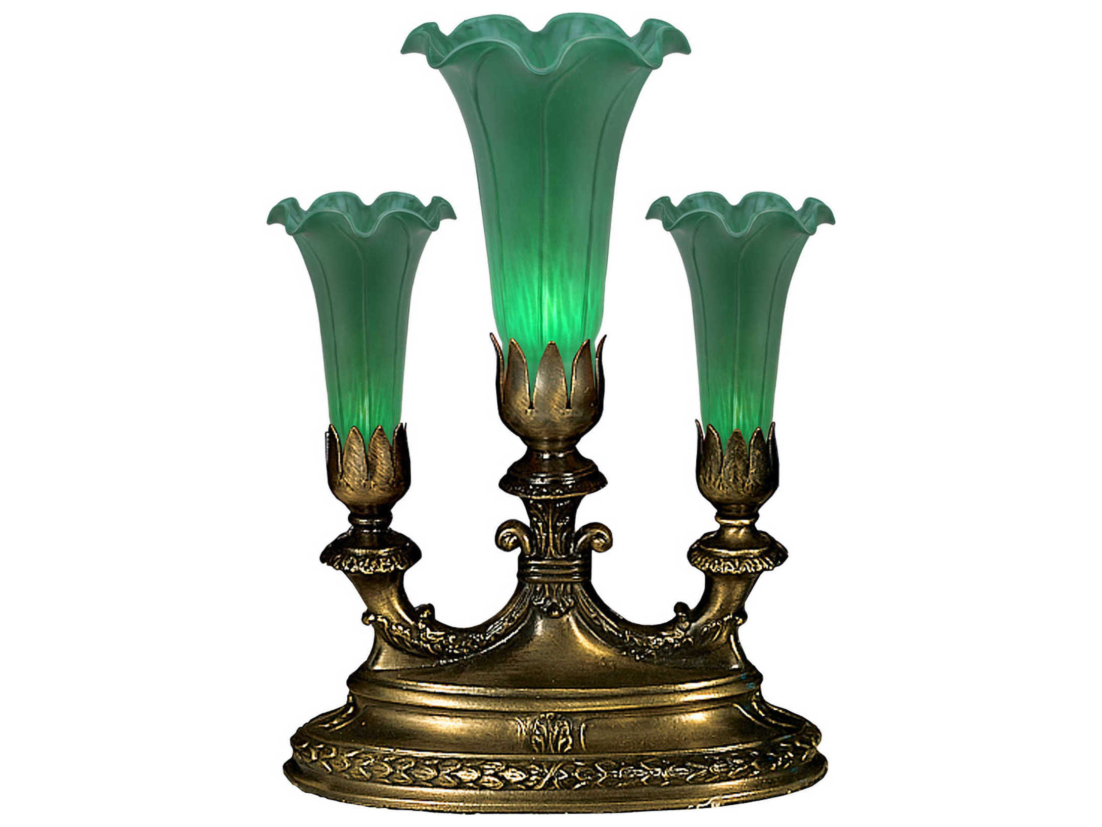 Meyda Green Tiffany Pond Lily Glass Bronze Traditional Table Lamp