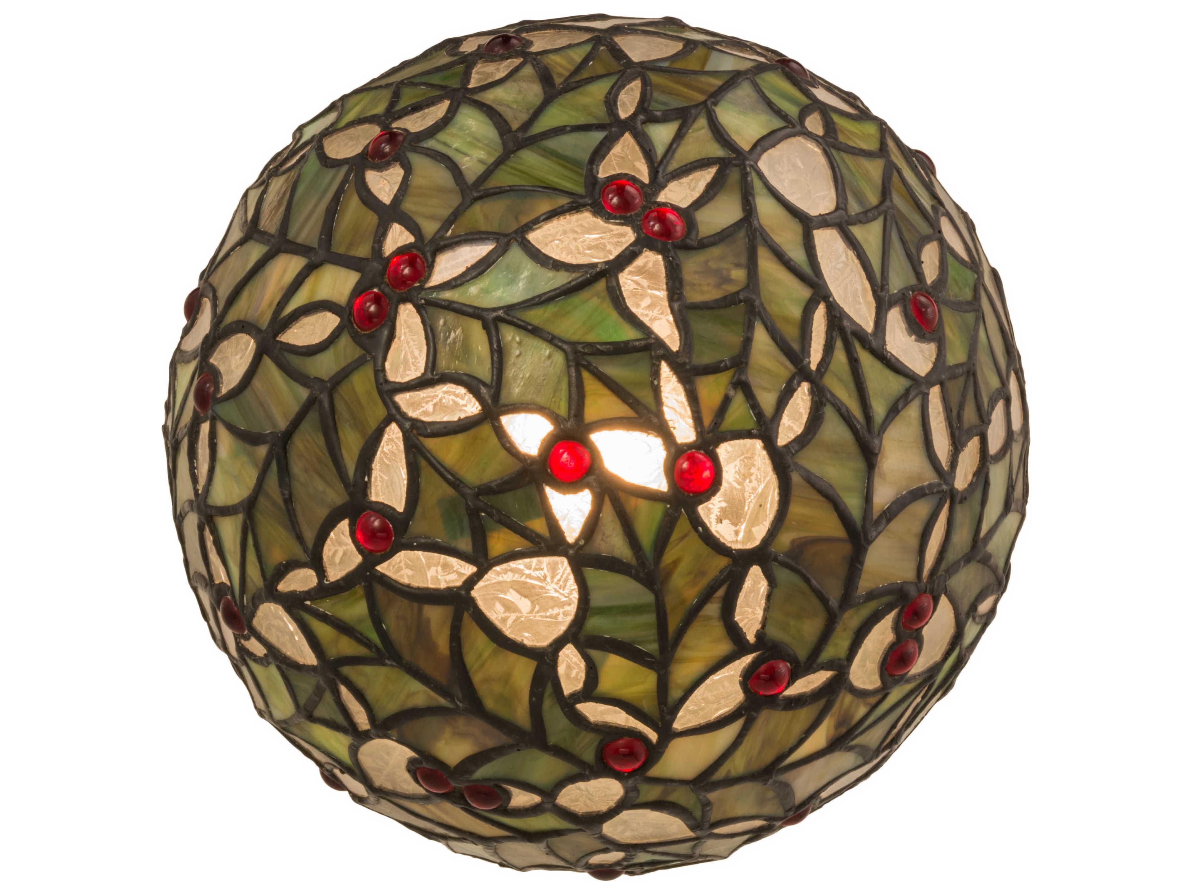 Meyda Holly Ball 1-Light Mahogany Bronze Green Glass Globe Mini Pendant