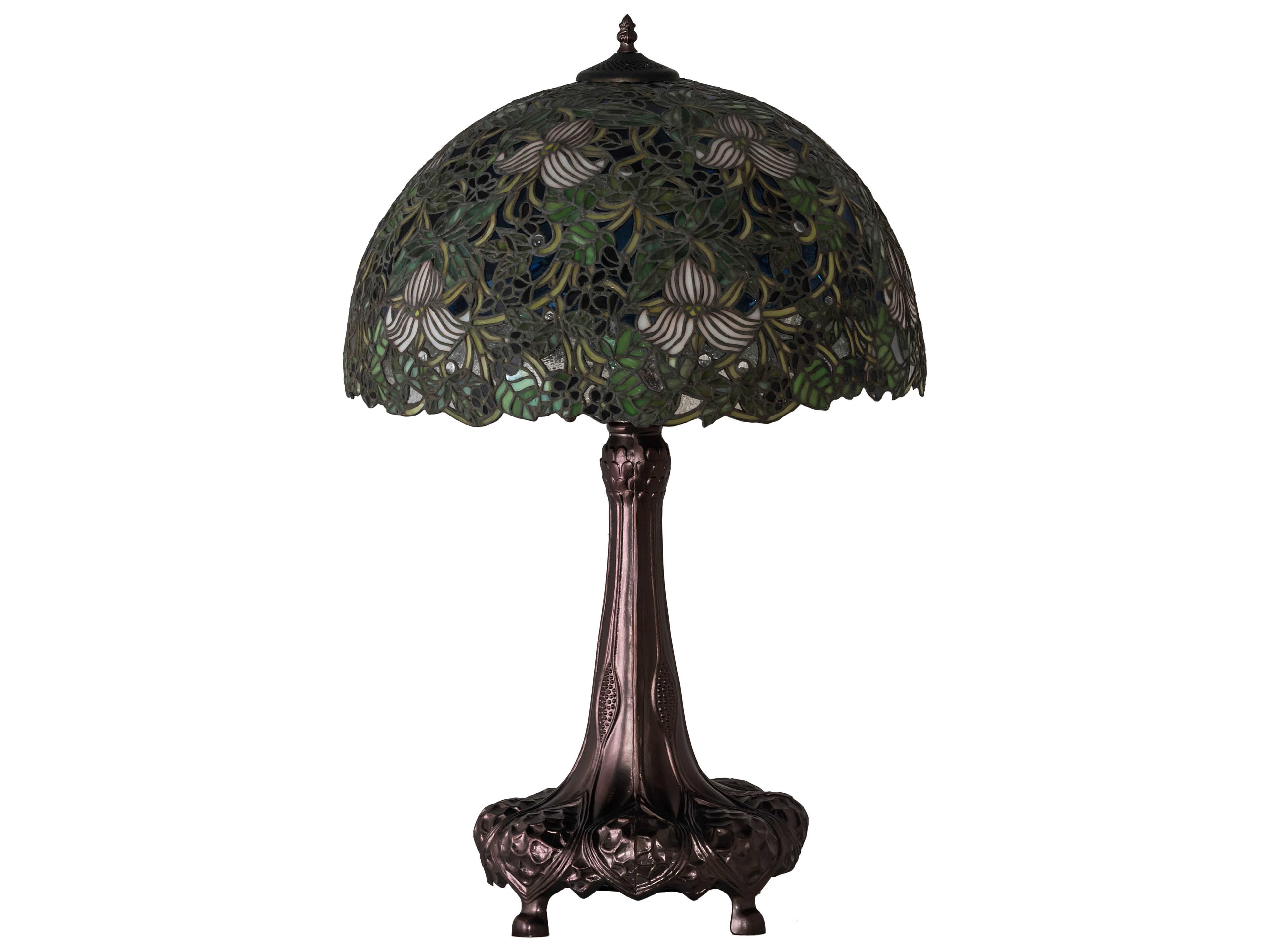 Meyda Trillium & Violet Glass Tiffany Mahogany Bronze Buffet Lamp