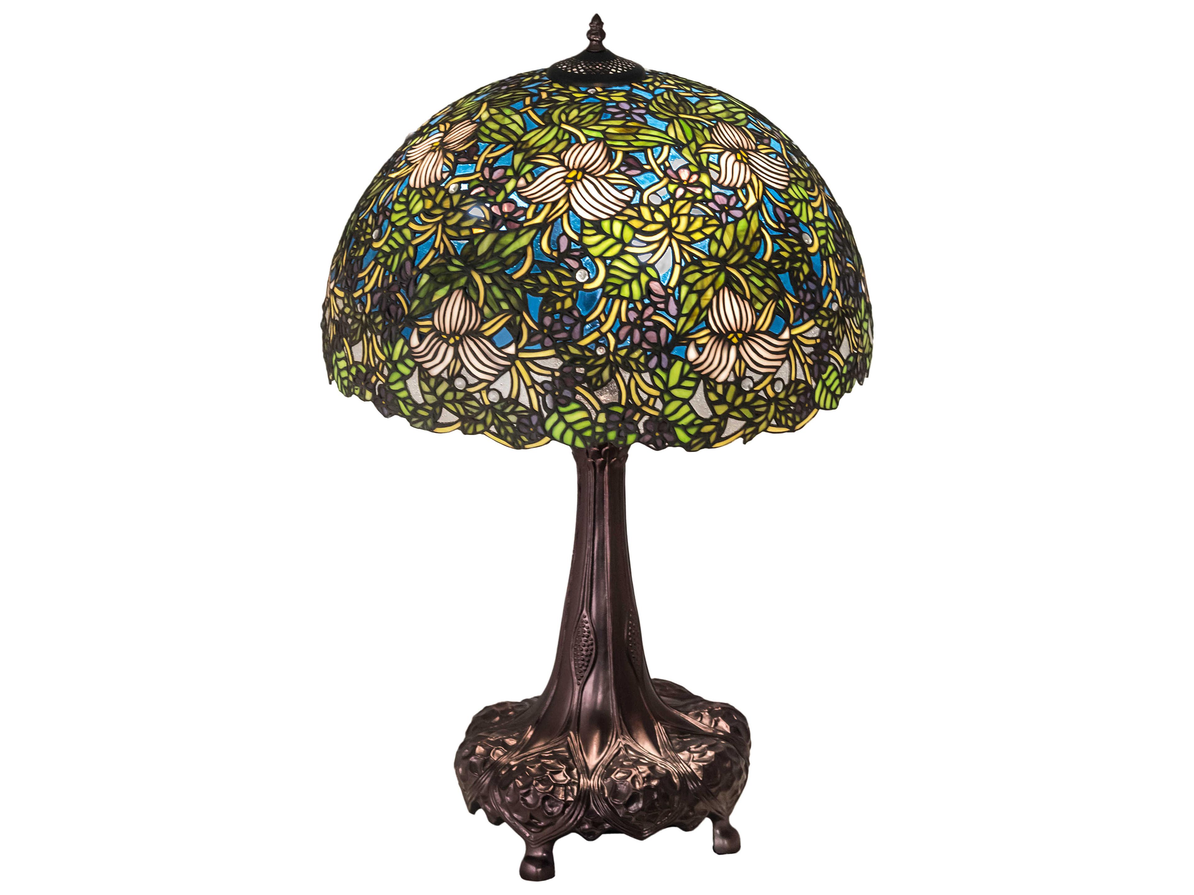 Meyda Trillium & Violet Glass Tiffany Mahogany Bronze Buffet Lamp