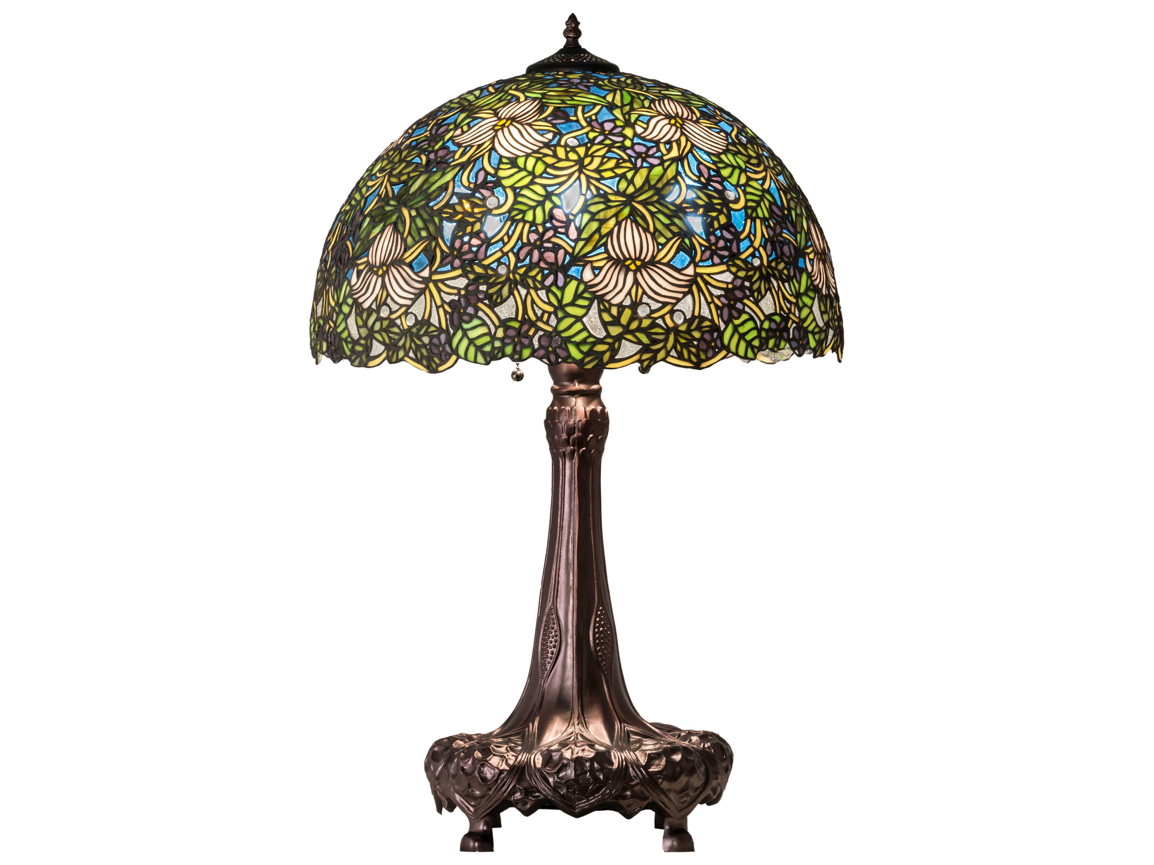 Meyda Trillium & Violet Glass Tiffany Mahogany Bronze Buffet Lamp