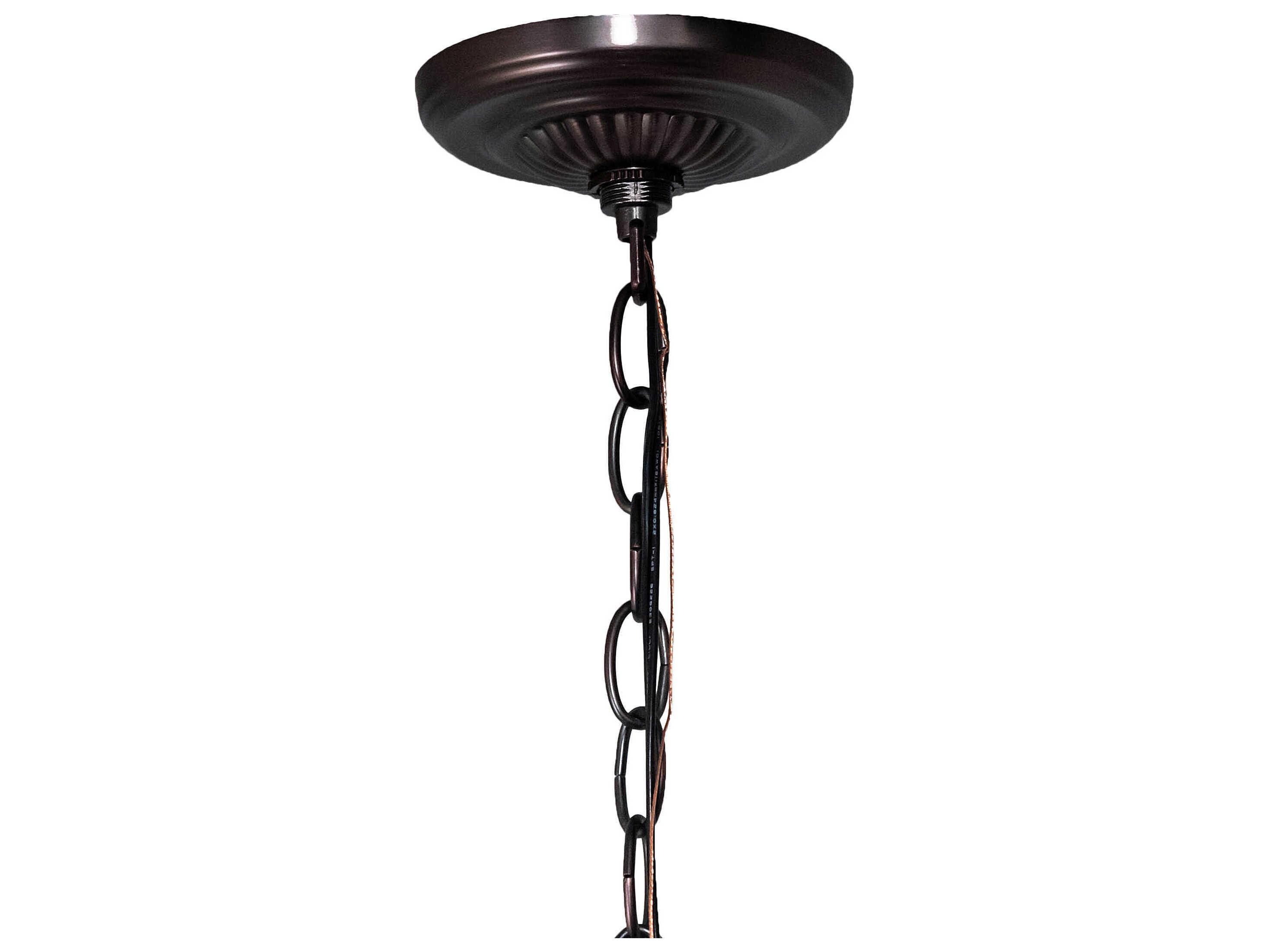 Meyda Pond Lily 7-Light Mahogany Bronze Green Glass Bell Chandelier