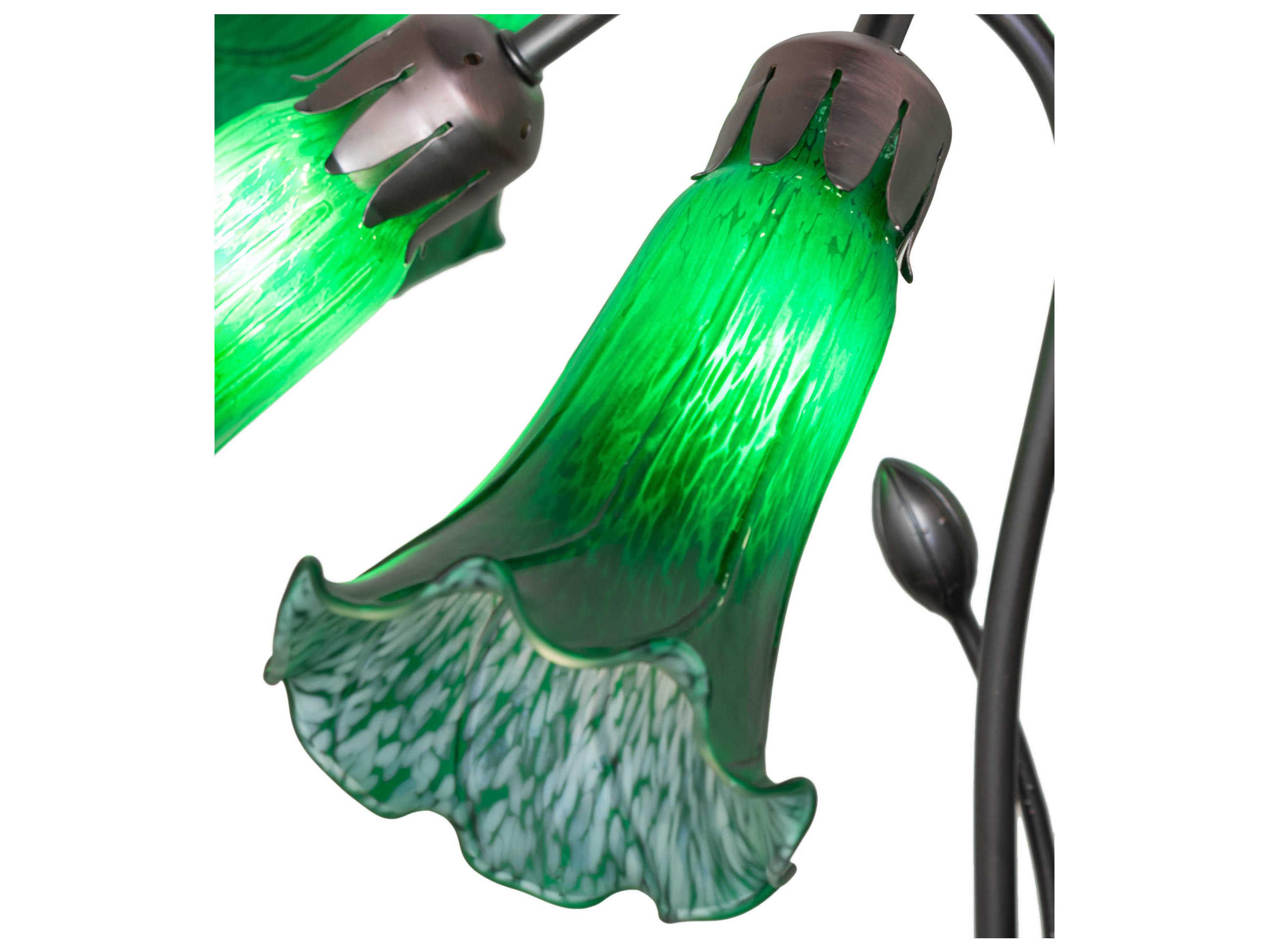 Meyda Pond Lily 7-Light Mahogany Bronze Green Glass Bell Chandelier