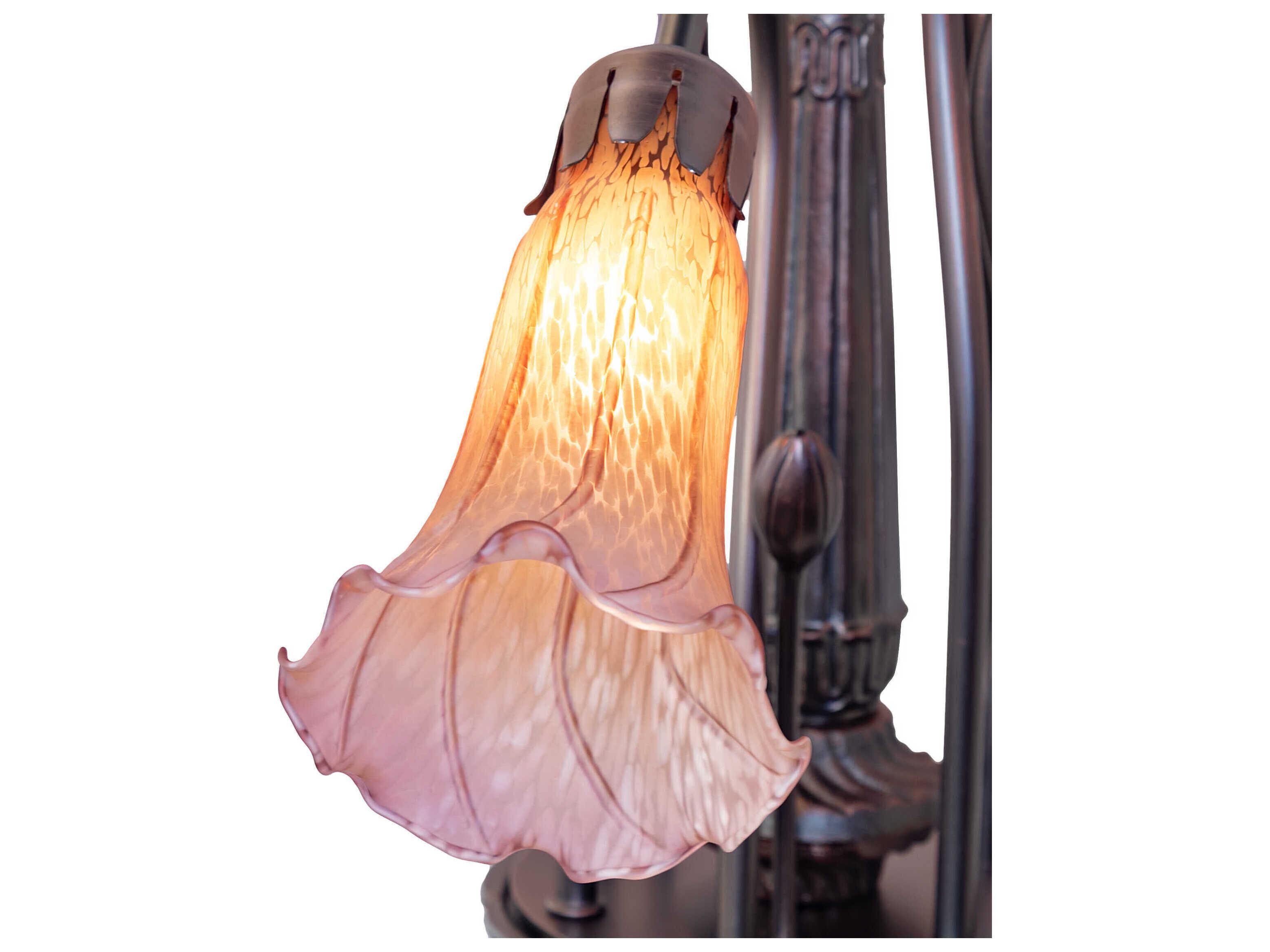 Meyda Pond Lily 7-Light Mahogany Bronze Purple Glass Bell Chandelier
