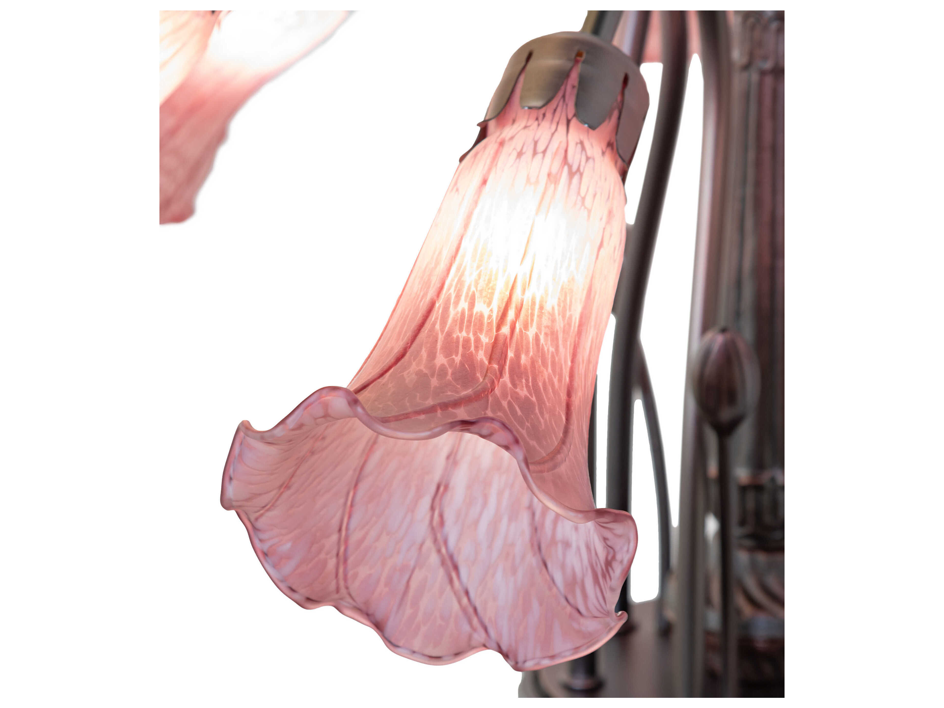 Meyda Pond Lily 7-Light Mahogany Bronze Purple Glass Bell Chandelier