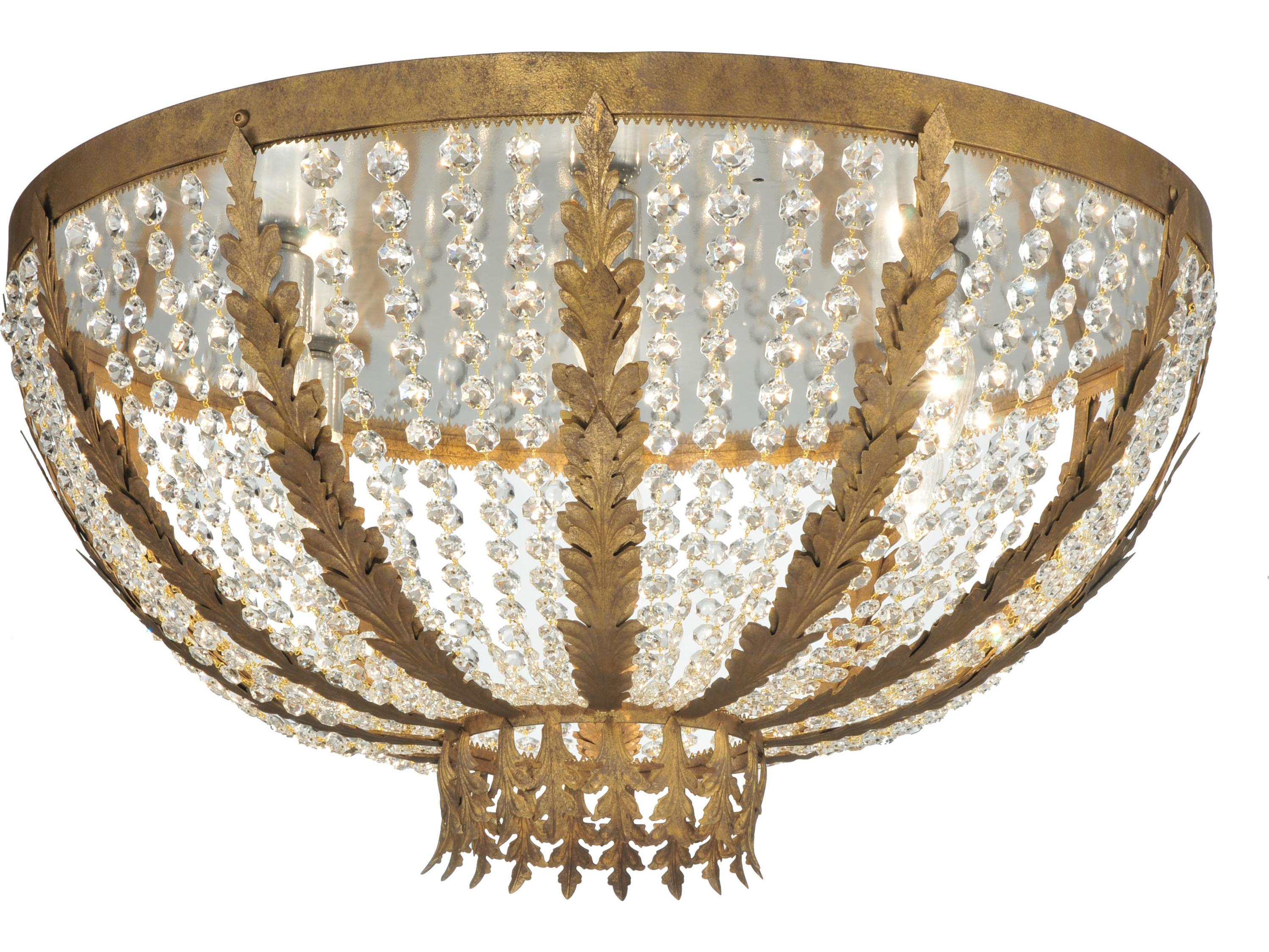 Meyda Chrisanne 5-Light Chrome Clear Crystal Glass Bowl Flush Mount