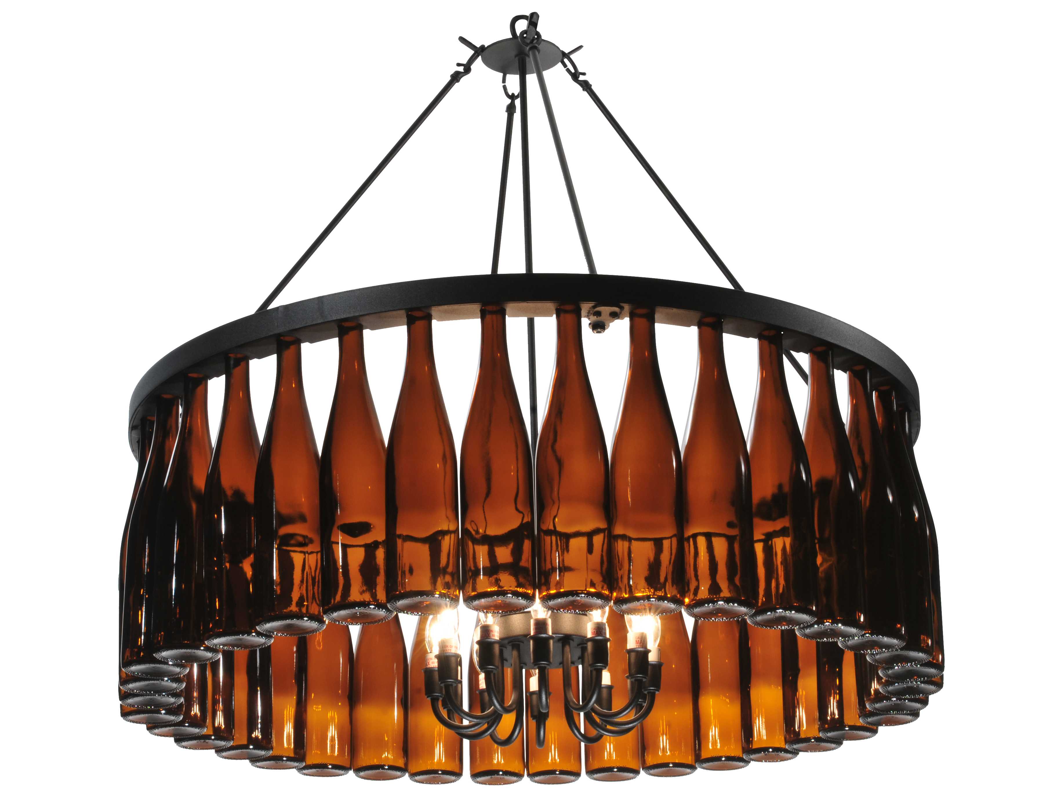 Meyda Tuscan Vineyard 1-Light Black Glass Drum Chandelier